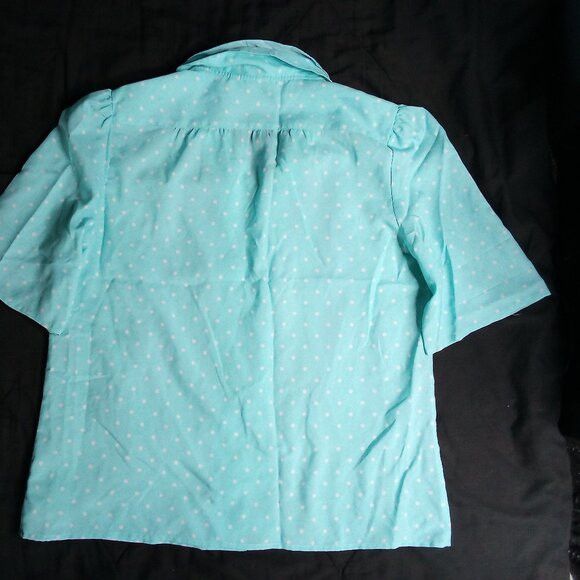 Other Vintage Blue Polka Dots Polyester Disco Shirt Short Sleeve Size L / US 10 / IT 46 - 7 Thumbnail