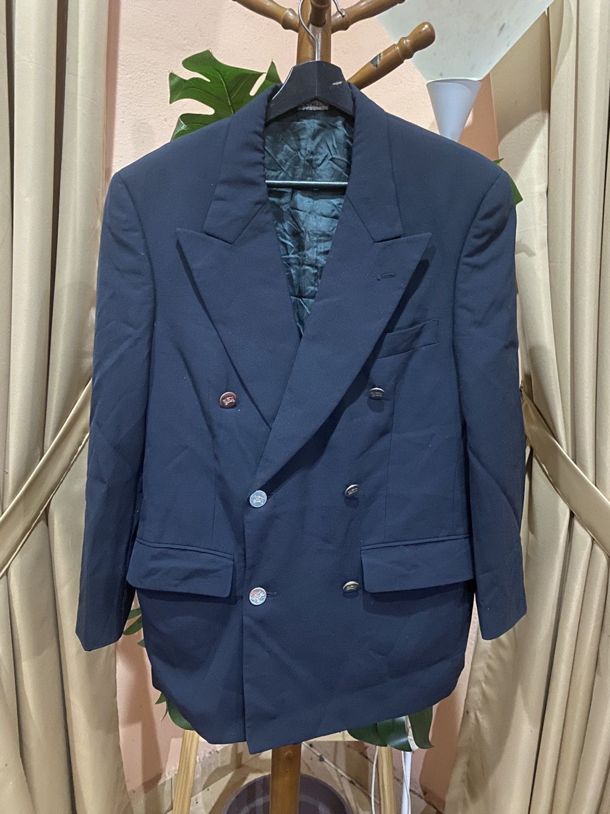 Burberry Vintage 80s Union-Made Double Breasted Blazer Size US M / EU 48-50 / 2 - 1 Thumbnail
