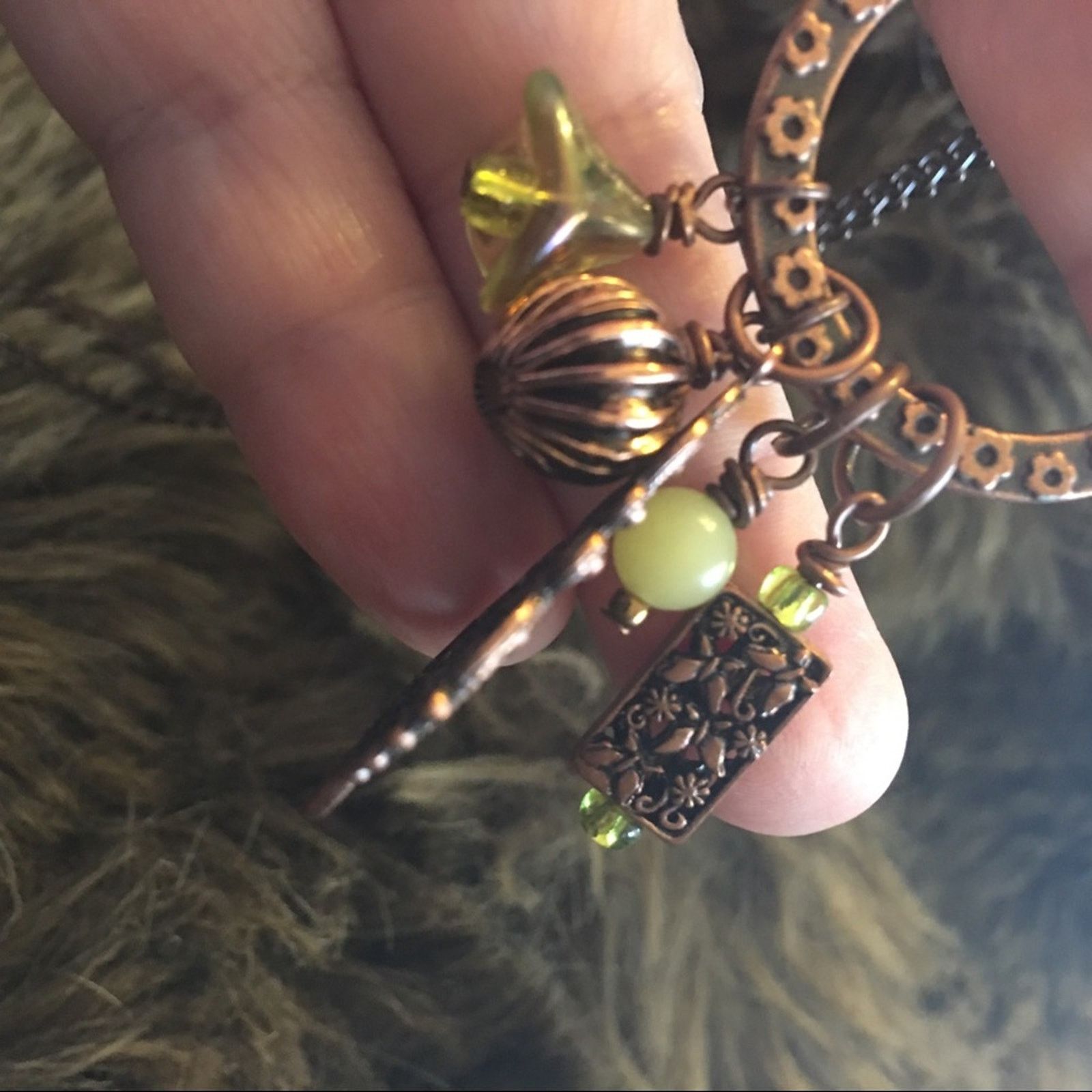 Vintage Vintage copper pendant with charms necklace Size ONE SIZE - 8 Thumbnail