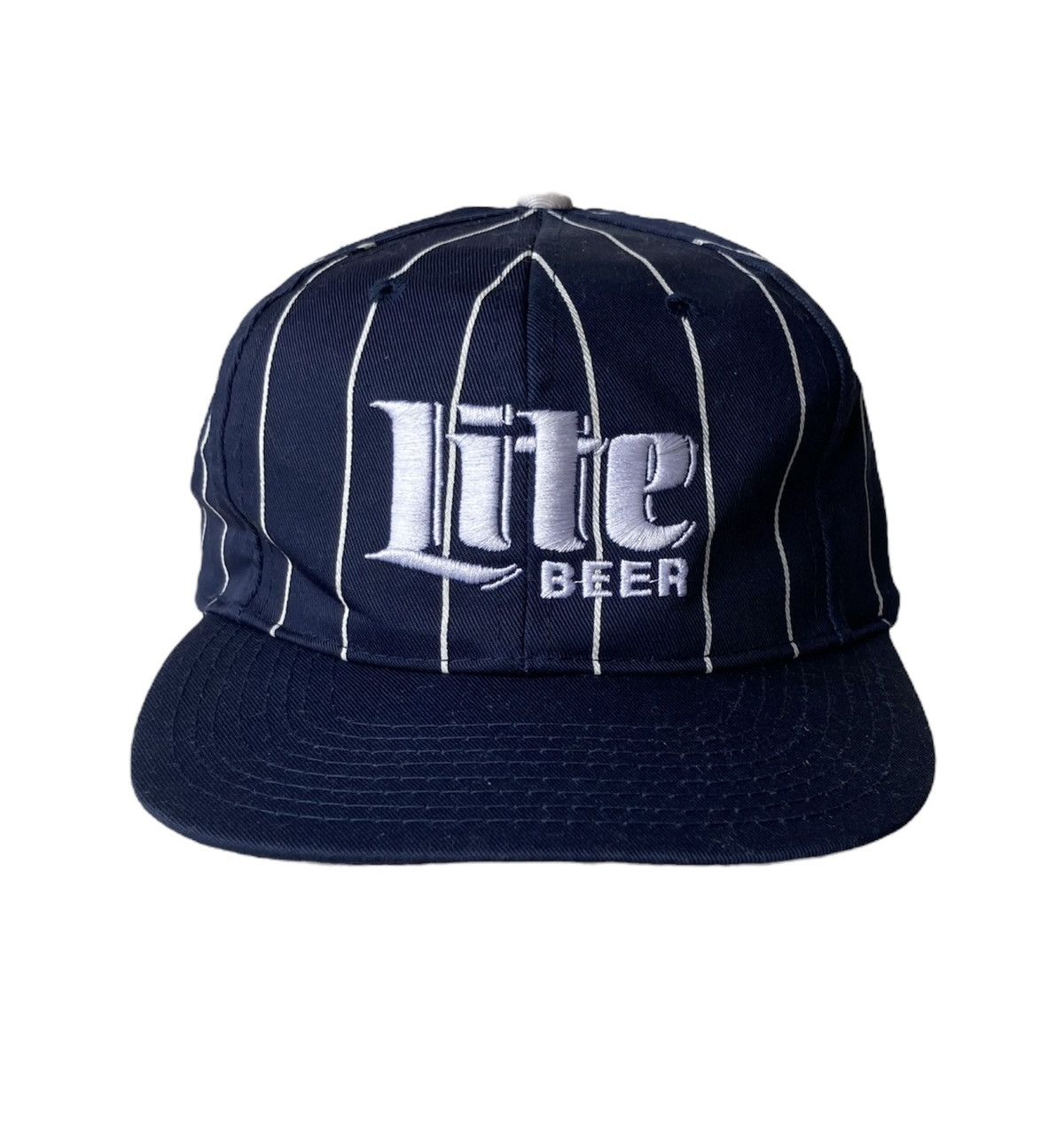 Vintage Vintage 90s Miller Lite Beer Pinstripe Snapback Hat Cap Size ONE SIZE - 1 Thumbnail