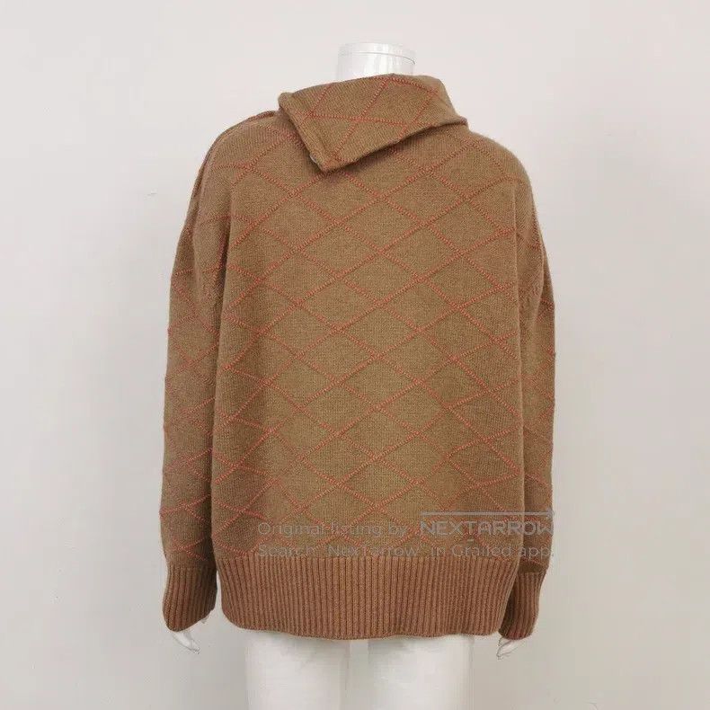 Hermes Hermes Ladies Diamond Patterned Knit Sweater, Khaki with P Size XS / US 0-2 / IT 36-38 - 5 Thumbnail
