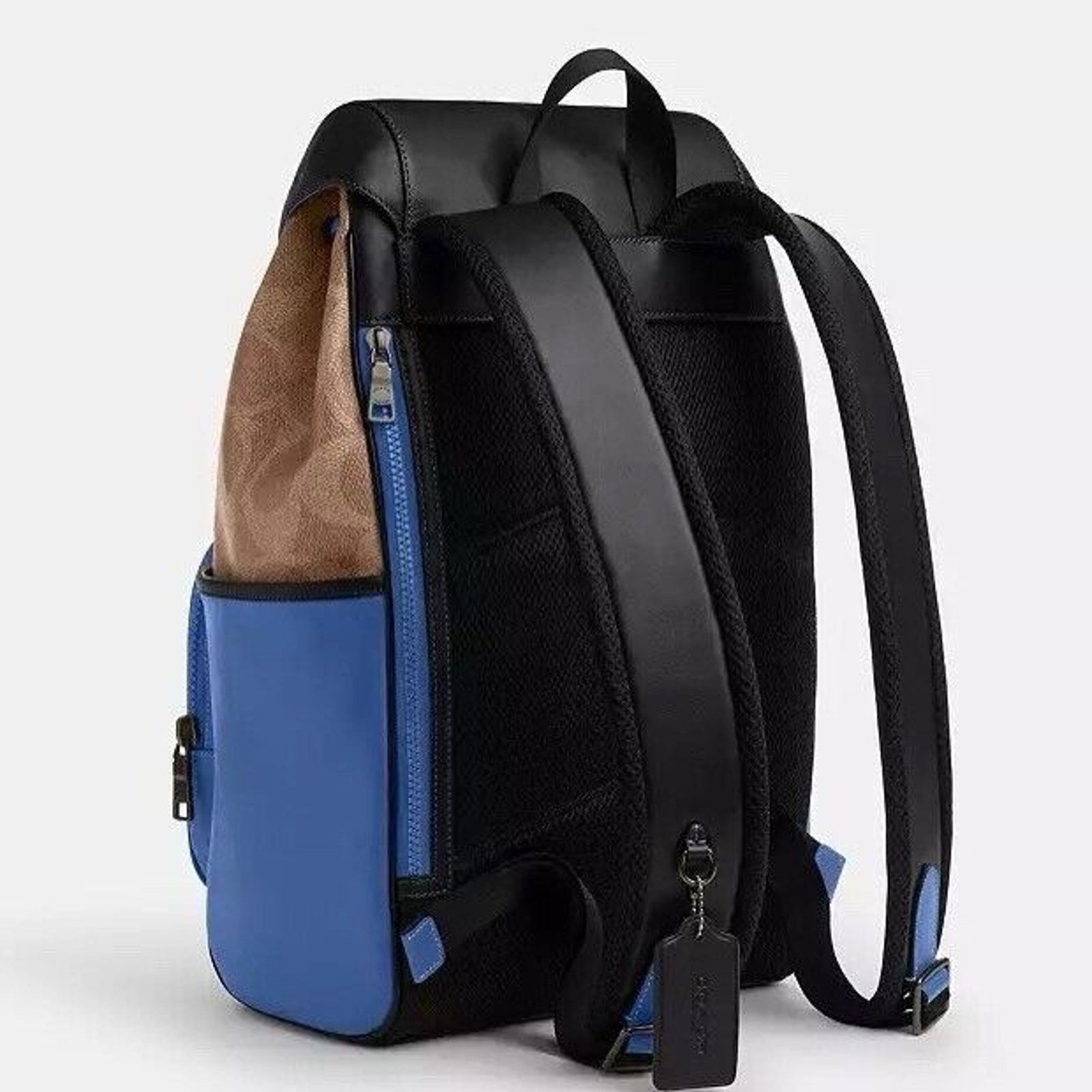 Coach NWT COACH CY775 Racer Backpack Canvas & Leather Tan/Blue Size ONE SIZE - 5 Thumbnail