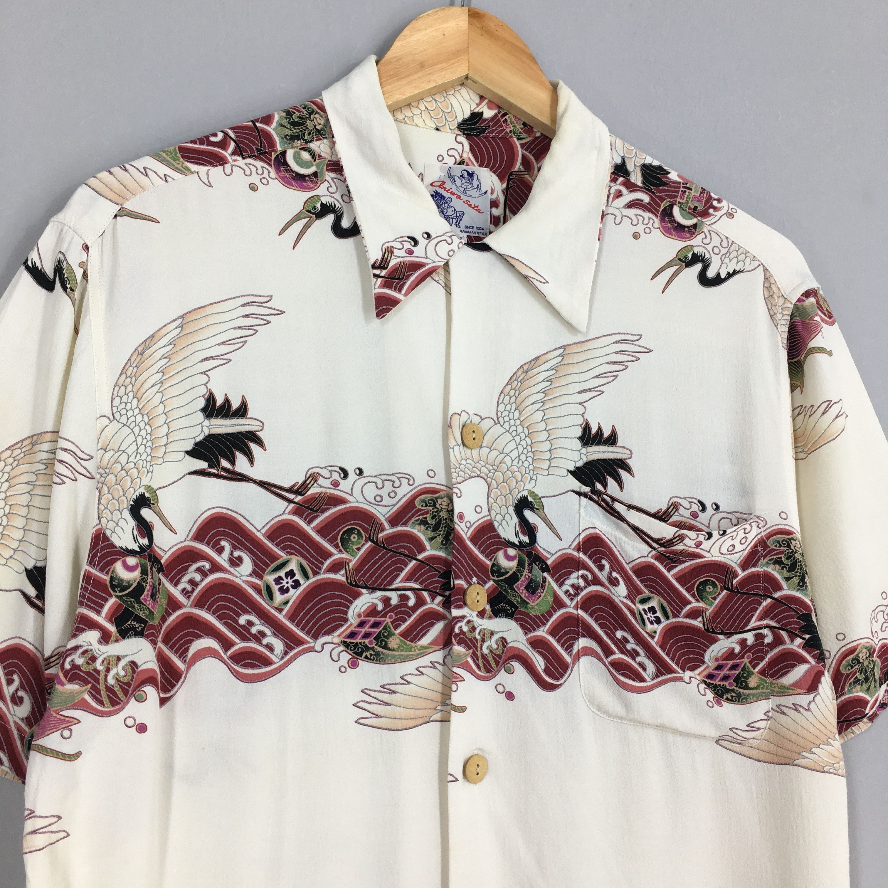 Japanese Brand Vtg Oniwa Soto Hawaiian Japanese Phoenix Bird Rayon Shirt Size US M / EU 48-50 / 2 - 3 Thumbnail