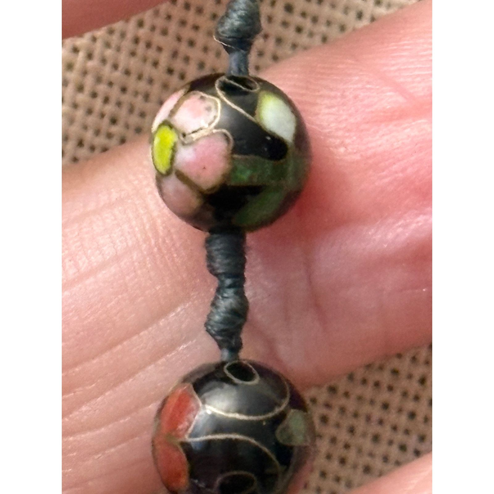 Other Vintage Chinese Cloisonne Necklace 30in Knotted Silk 8mm Size 30 - 8 Thumbnail