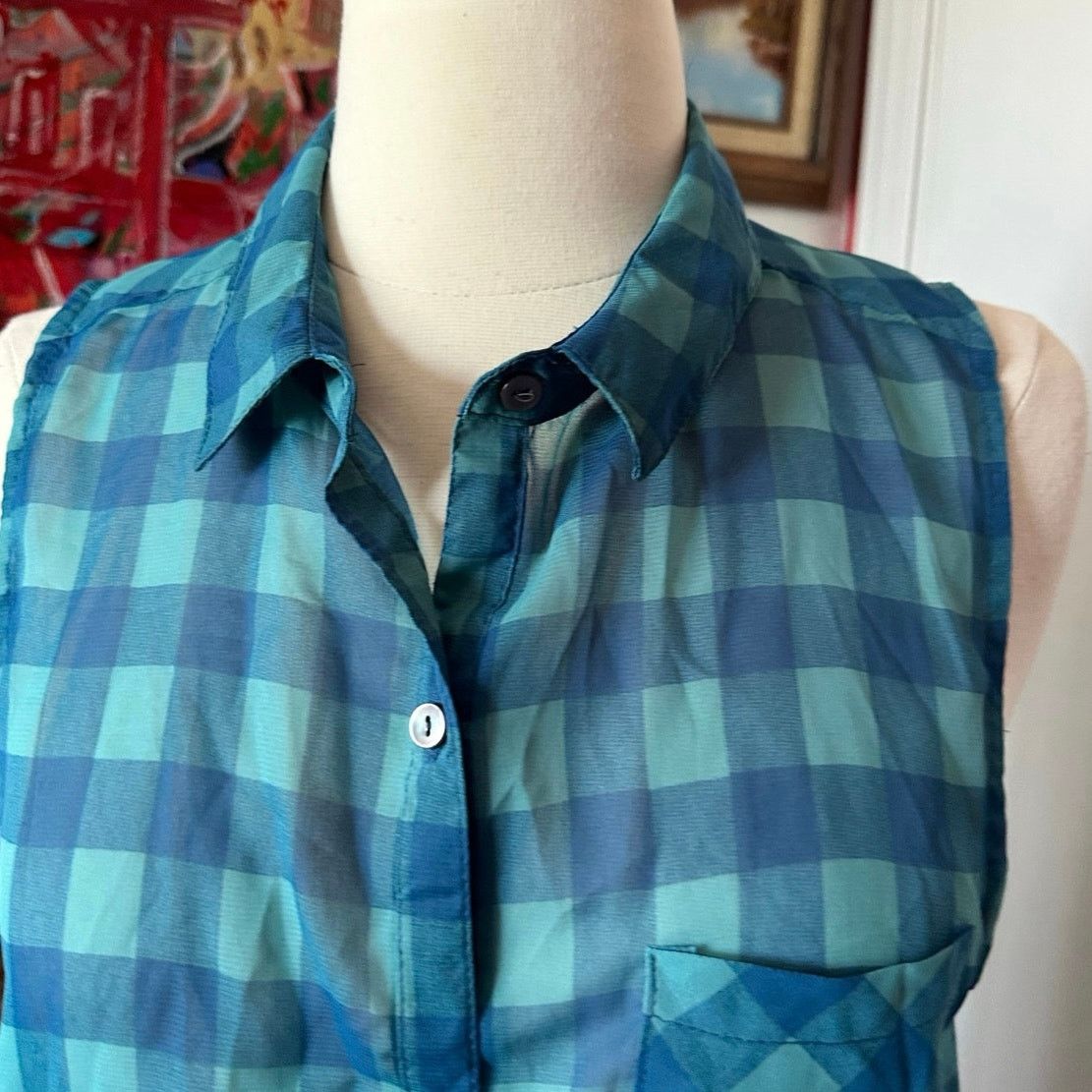 Other dream out loud blue green black lace checkered blouse Size XL / US 12-14 / IT 48-50 - 3 Thumbnail