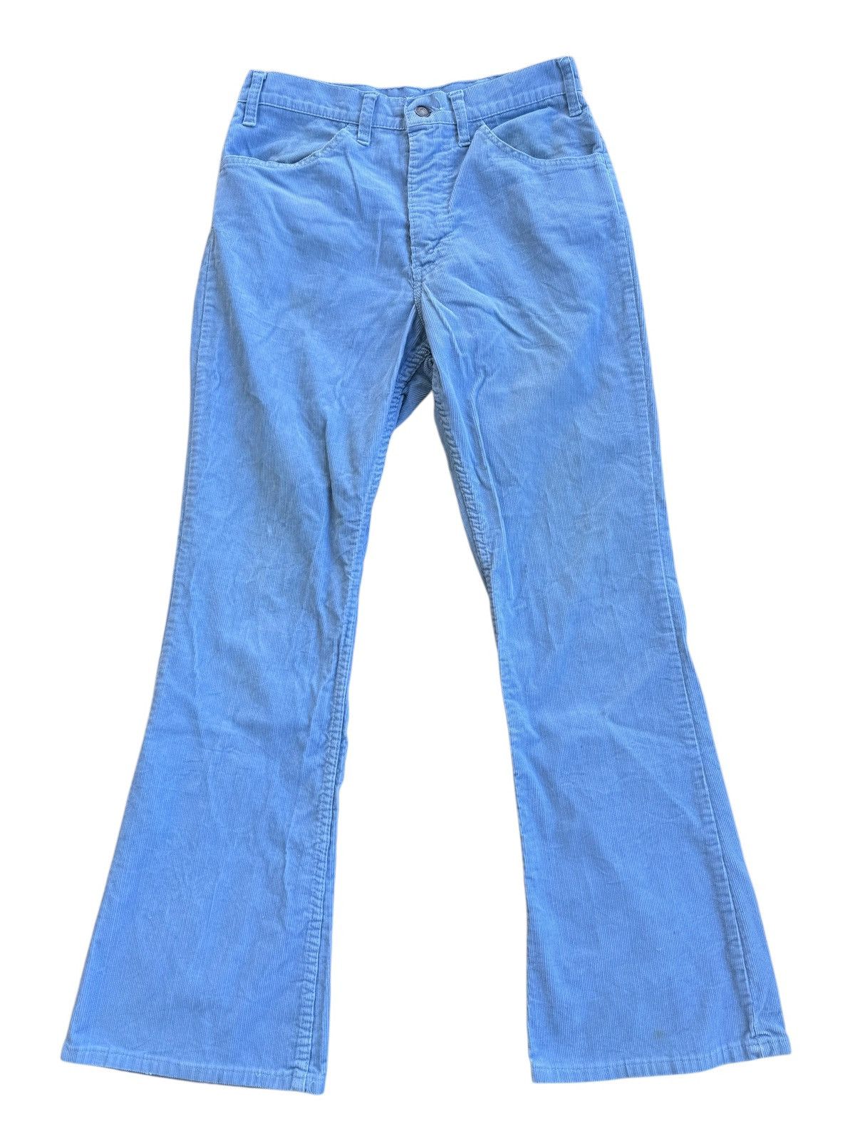 Levi's Vintage 1970s Levis Blue Corduroy Flare Pants Size US 30 / EU 46 - 2 Thumbnail
