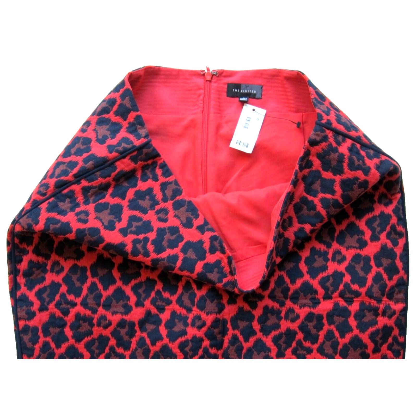 Vintage NWT The Limited Red Black Cheetah Print Work Straight Pencil Skirt Women 8 Size 30" / US 8 / IT 44 - 3 Thumbnail