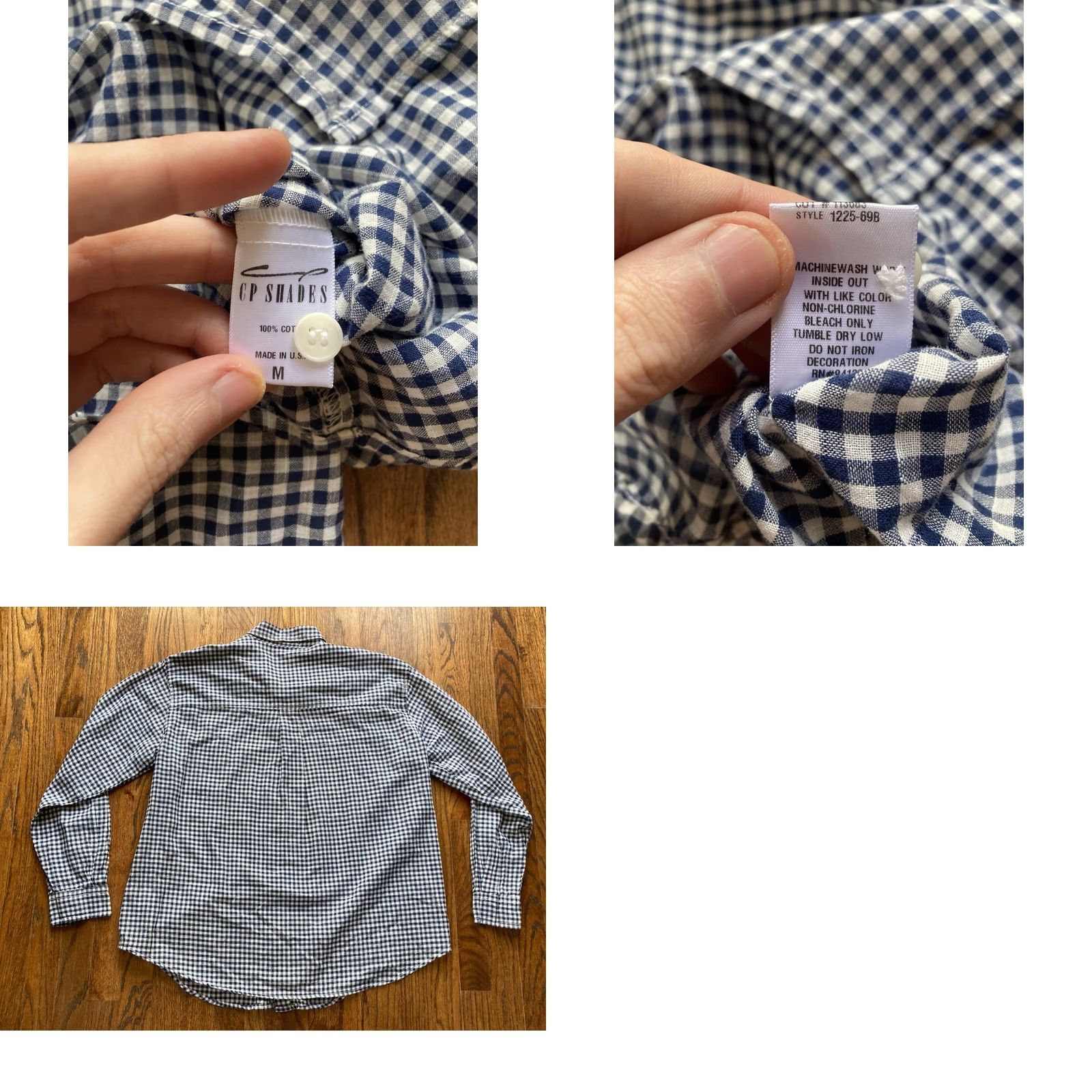 Vintage CP Shades Shirt Mens Medium Cotton Gingham Plaid Long Sleeve Button Up USA Blue Size US M / EU 48-50 / 2 - 8 Thumbnail