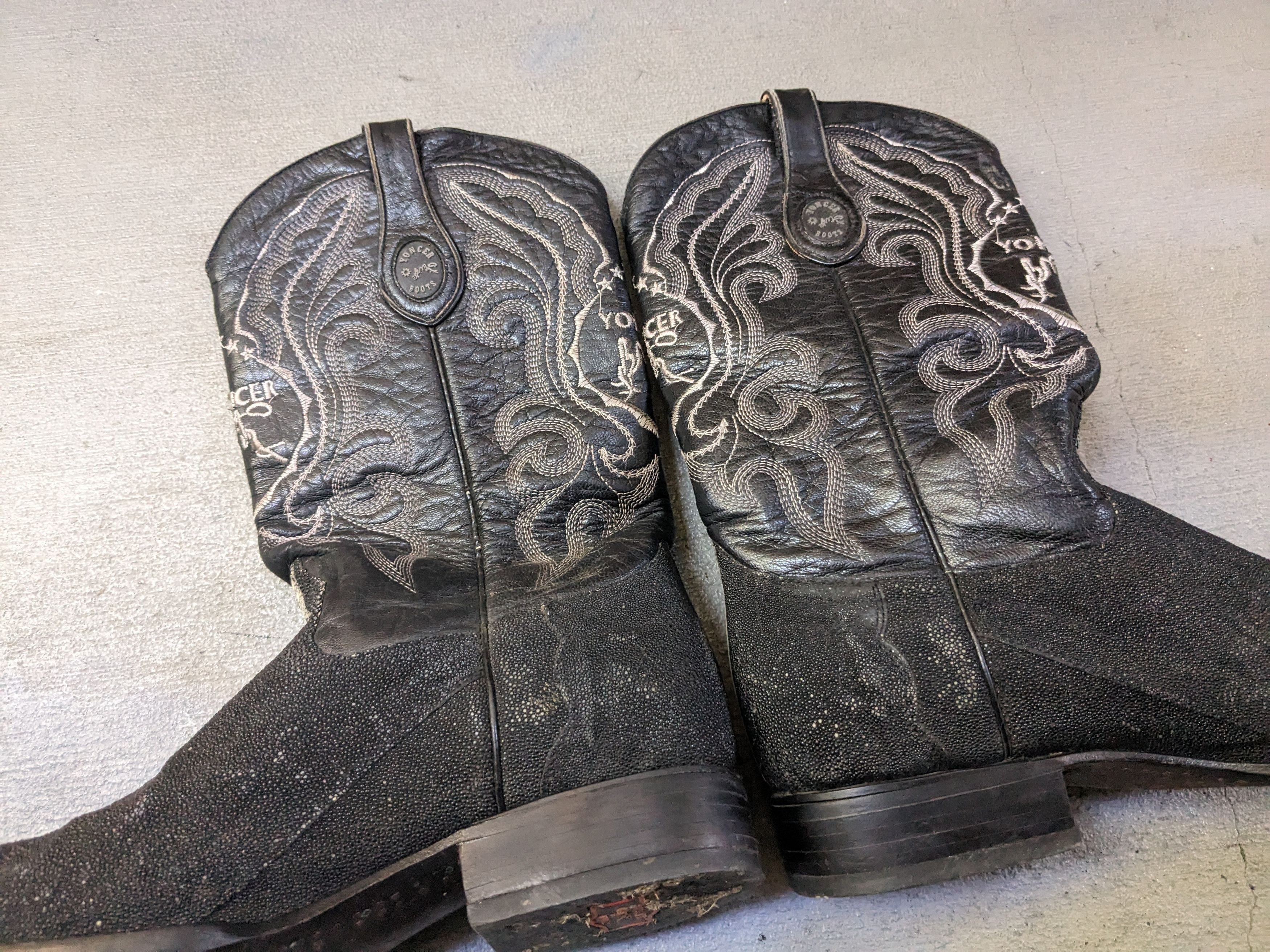 Vintage Black Stingray Cowboy Boots Leather 9.5 Botas Mexico Size US 9.5 / EU 42-43 - 16 Thumbnail