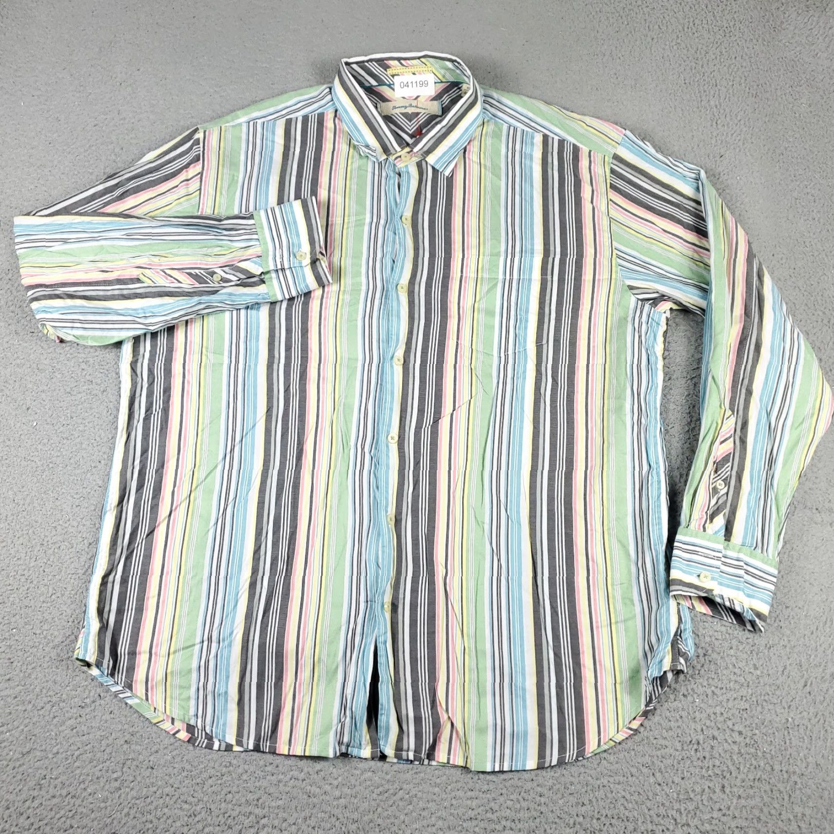 Tommy Bahama Tommy Bahama Shirt Mens XL Blue Green Gray Striped Button Up Long Sleeve Shirt Size US XL / EU 56 / 4 - 2 Thumbnail
