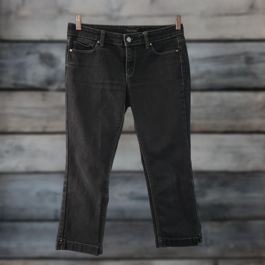 White House Black Market VINTAGE White House Black Market Womens Cropped Jeans Sz 4 Black Low Rise Denim Inseam 22in Mary Context: none Size 27" / US 4 / IT 40 - 1 Thumbnail