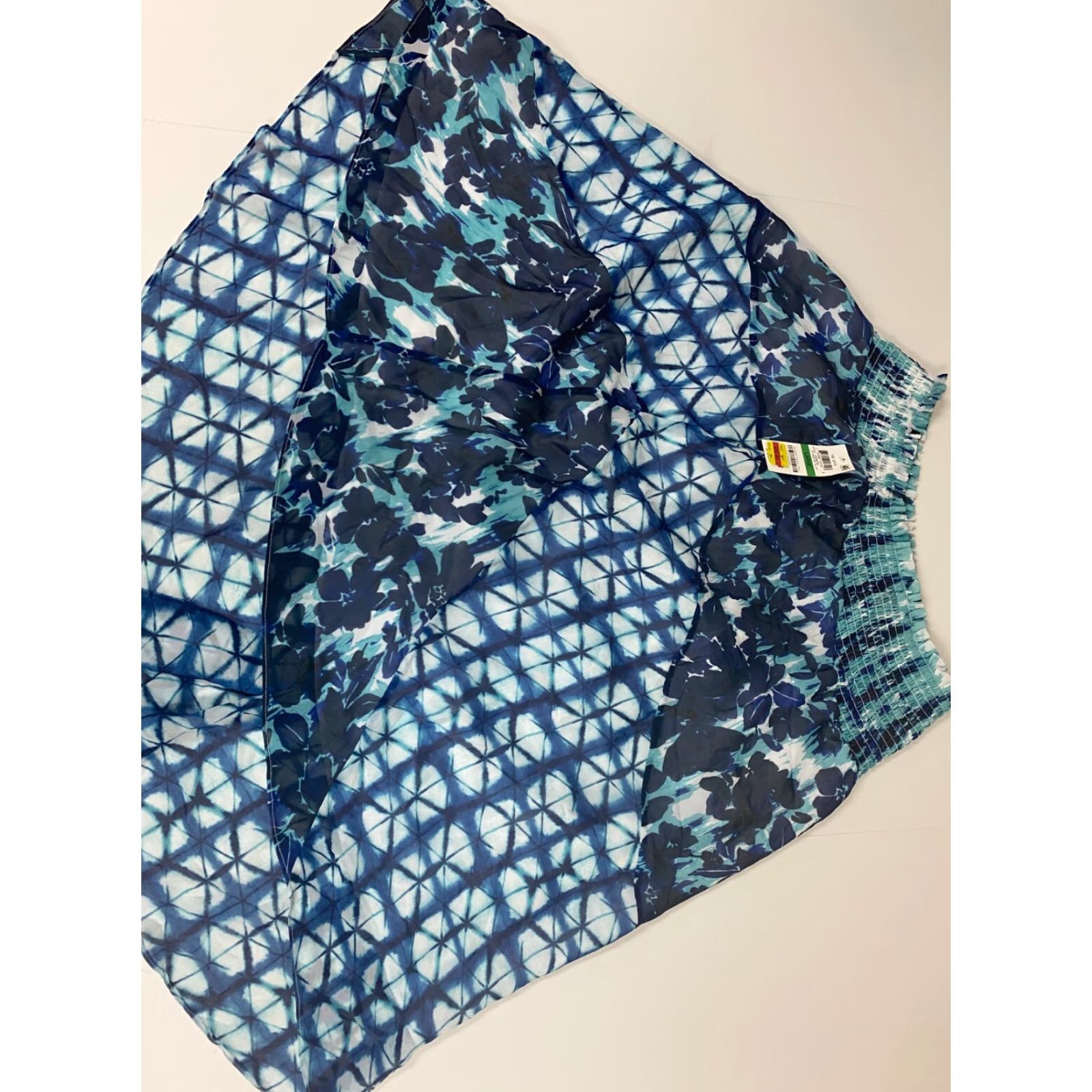 Vintage INC International Concepts Skirt Women L Blue Knee Length A-Line Casual Floral 100% Polyester Asymmetric Ruffle Lined Sail? Size 36" / US 14 / IT 50 - 7 Thumbnail