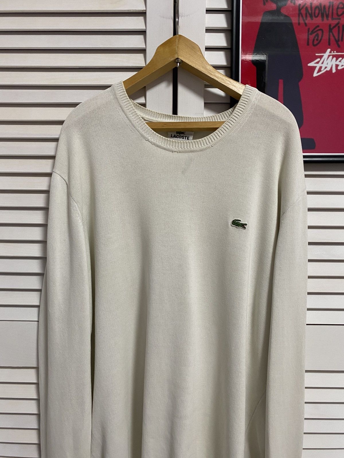 Lacoste Vintage Sweater Long Sleeve Lacoste Cream Size US L / EU 52-54 / 3 - 2 Thumbnail