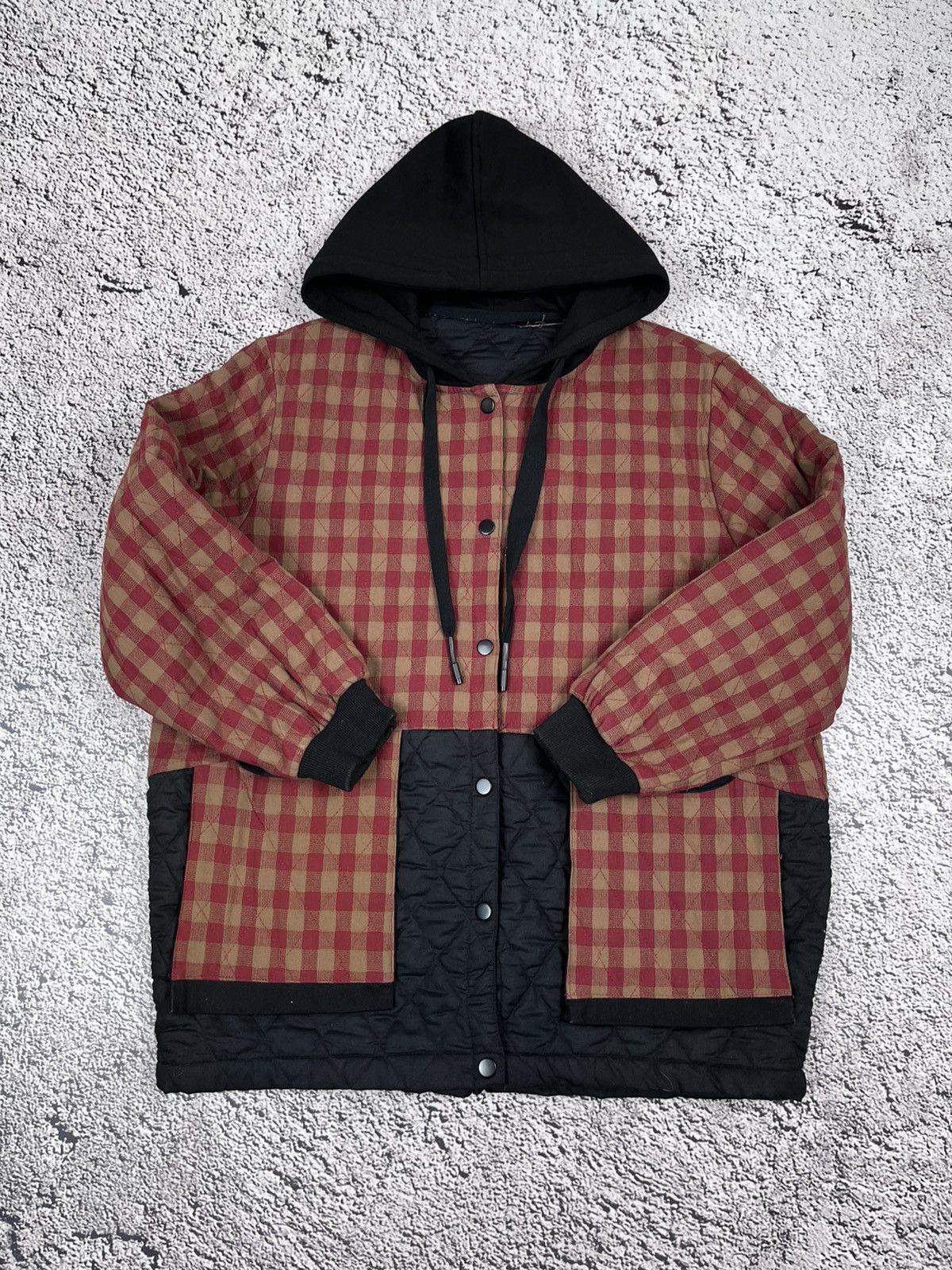 Vintage Japan Hooded Workwear Check Jacket Japan Work