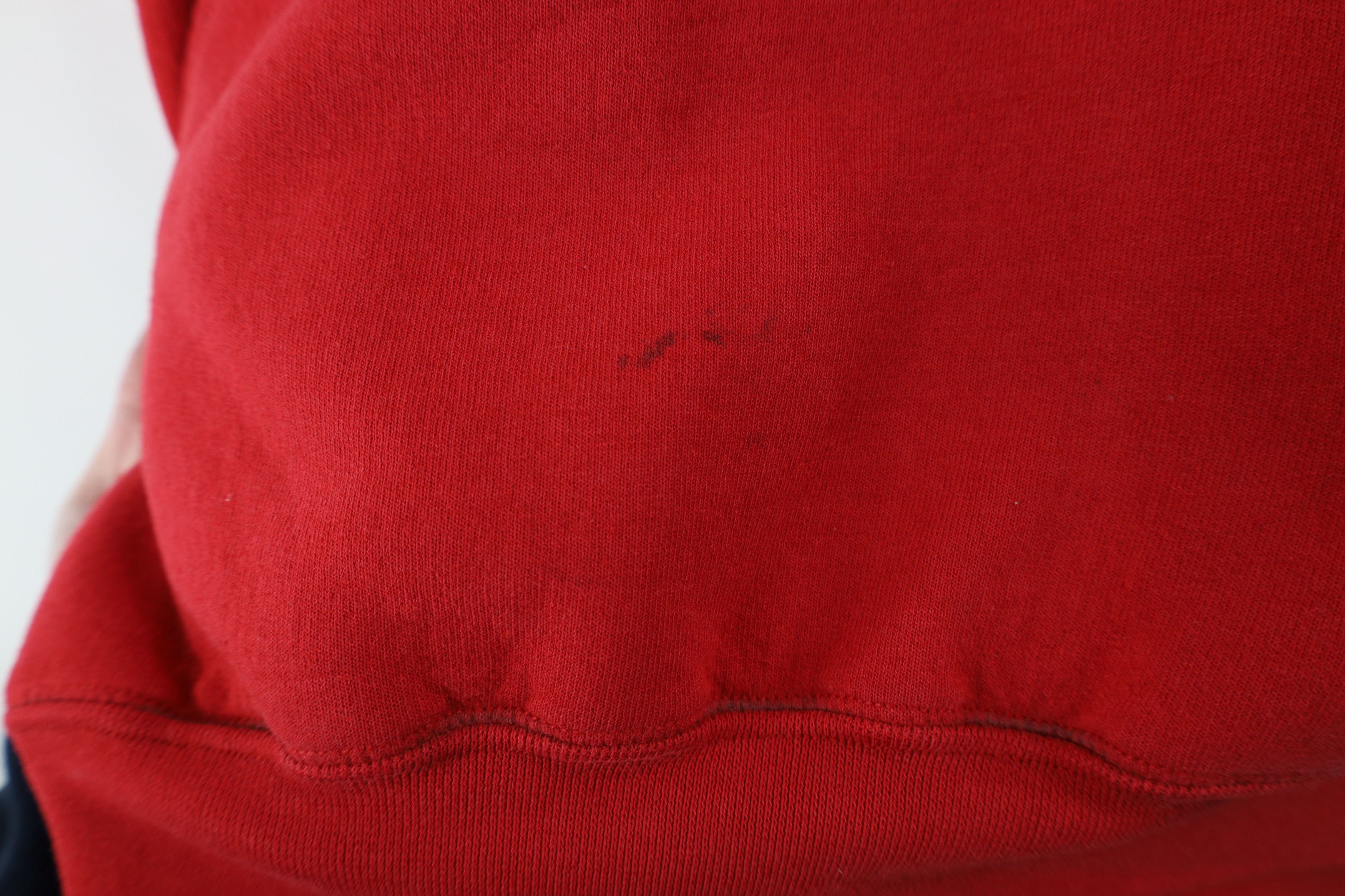 Vintage Vintage 90s Streetwear Thrashed Blank Hoodie Sweatshirt Red Size US XXL / EU 58 / 5 - 8 Thumbnail