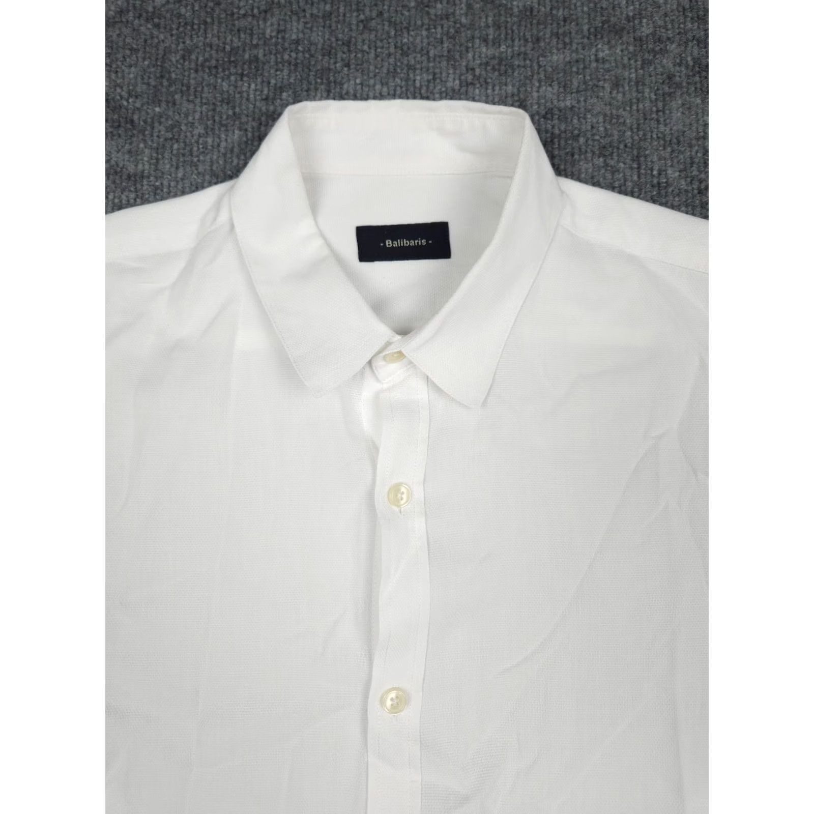 Balibaris Shirt Mens Medium White Button Up Long Sleeve Casual Cotton, Men's — image 2 of 6