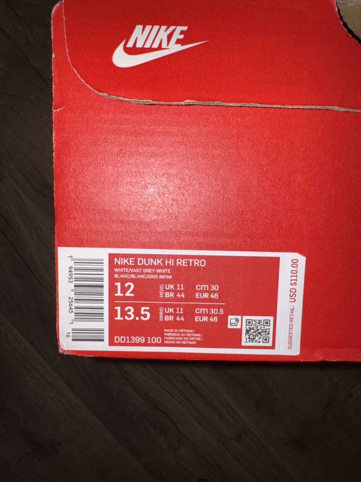 Nike Nike Dunk Hi Retro Vast Grey Size US 12 / EU 45 - 8 Thumbnail
