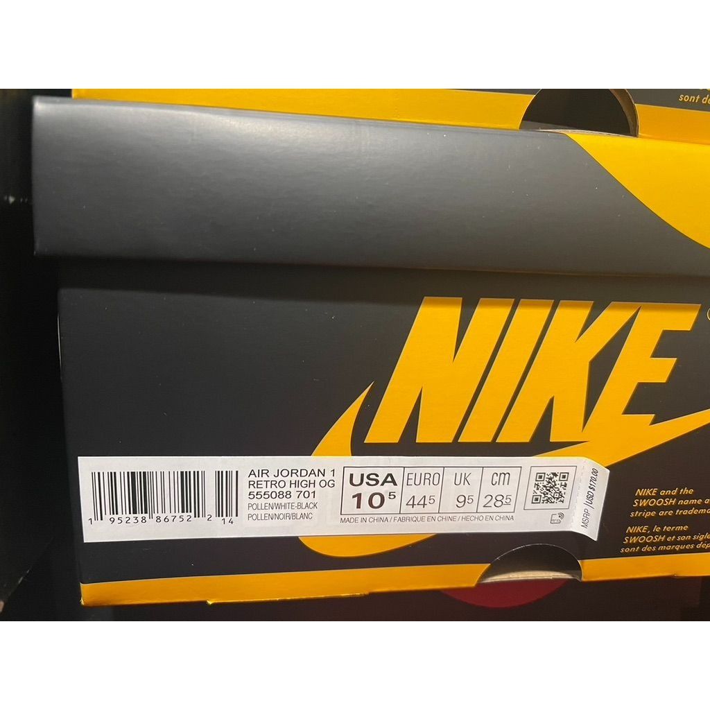 Jordan Brand Jordan 1 Retro High OG Pollen Black Yellow Mens 10.5us Size US 10.5 / EU 43-44 - 6 Thumbnail