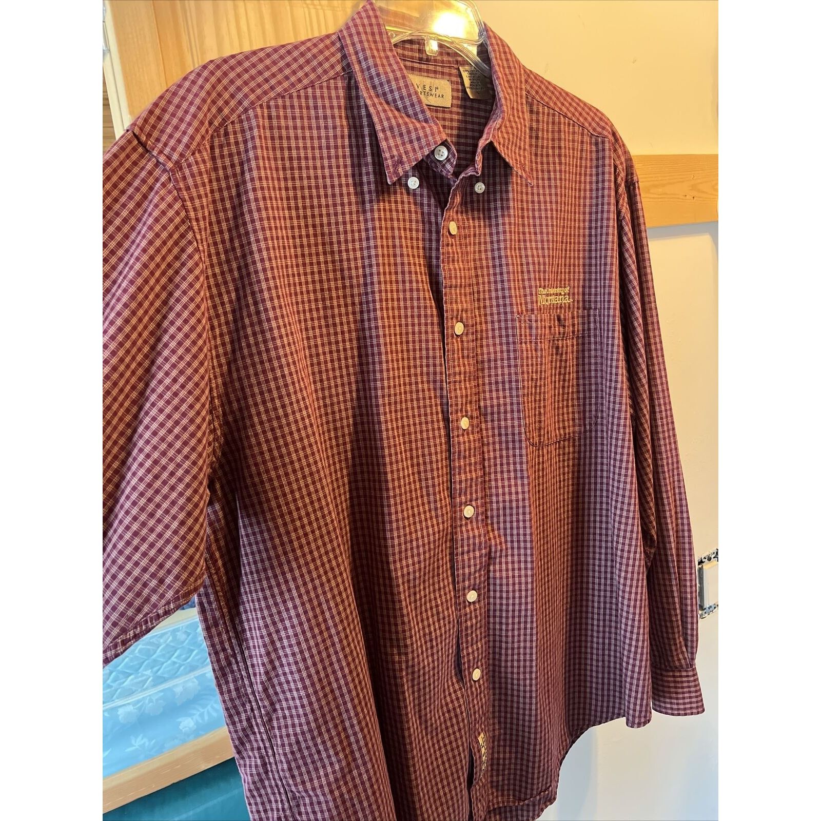 Other vesi sportswear men’s L burgundy check Montana cotton shirt Size US L / EU 52-54 / 3 - 5 Thumbnail