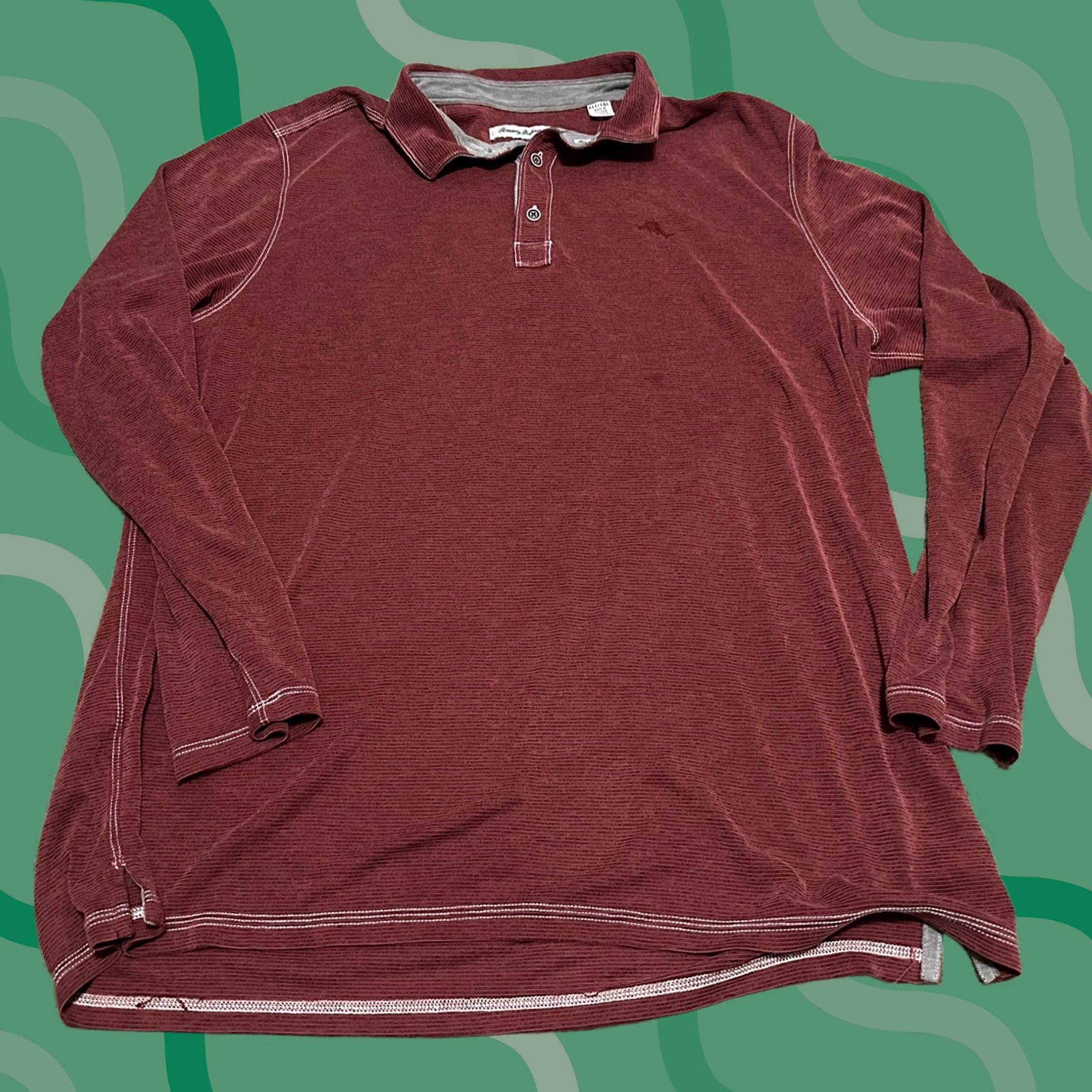Tommy Bahama Tommy Bahama Polo Shirt Men's XLT Red Breathable Performance Long Sleeve Size US XL / EU 56 / 4 - 1 Thumbnail