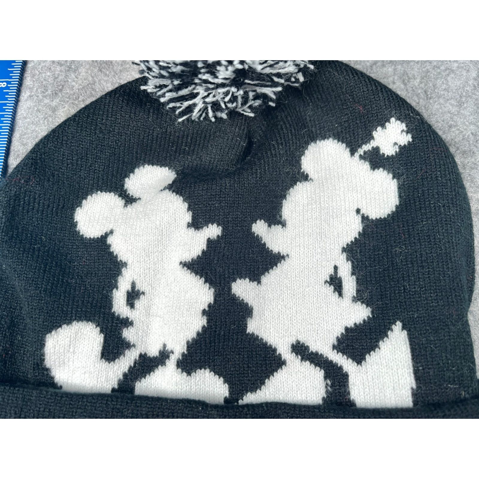 Disney Disney Beanie Toque Women One Size Black Acrylic Pom Minnie Mickey Mouse Pattern: Polka Dot 90s Cartoon Disney Hat Womens Size ONE SIZE - 3 Thumbnail
