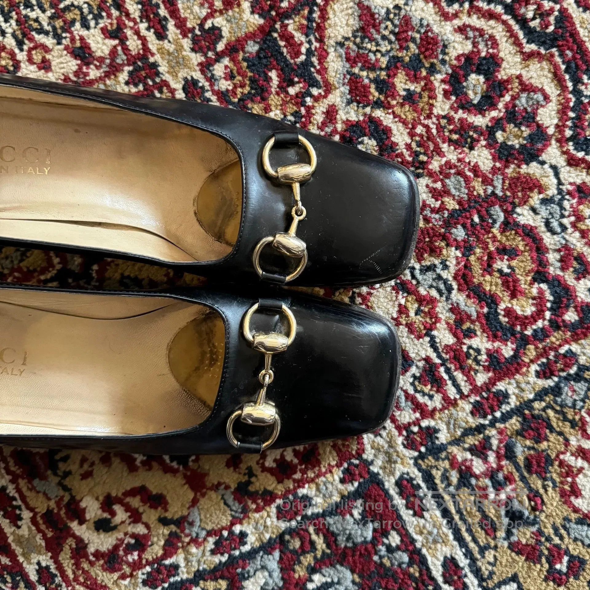 Gucci Gucci Black Gold Horsebit Heel Vintage 37.5. Size US 6.5 / IT 36.5 - 6 Thumbnail