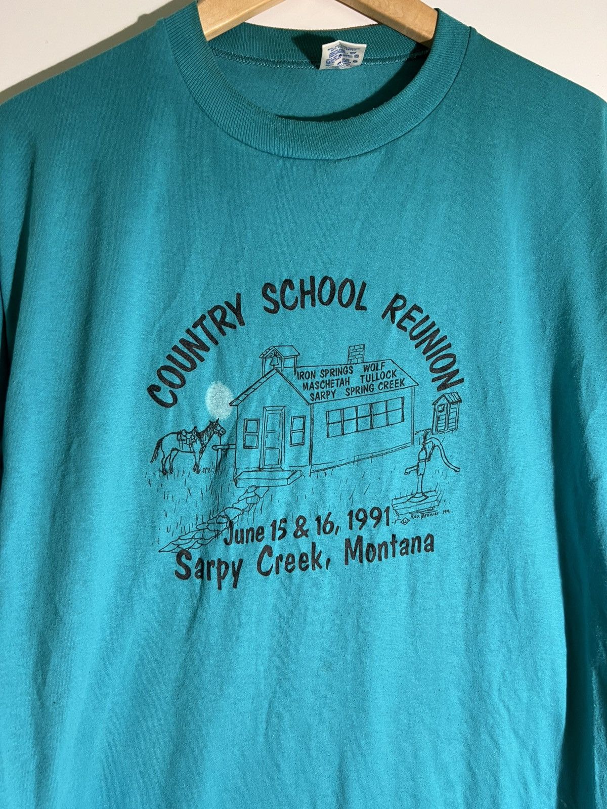 Vintage 90’s VTG Vintage Country School Montana Retro Tee T Shirt Size US XL / EU 56 / 4 - 3 Thumbnail