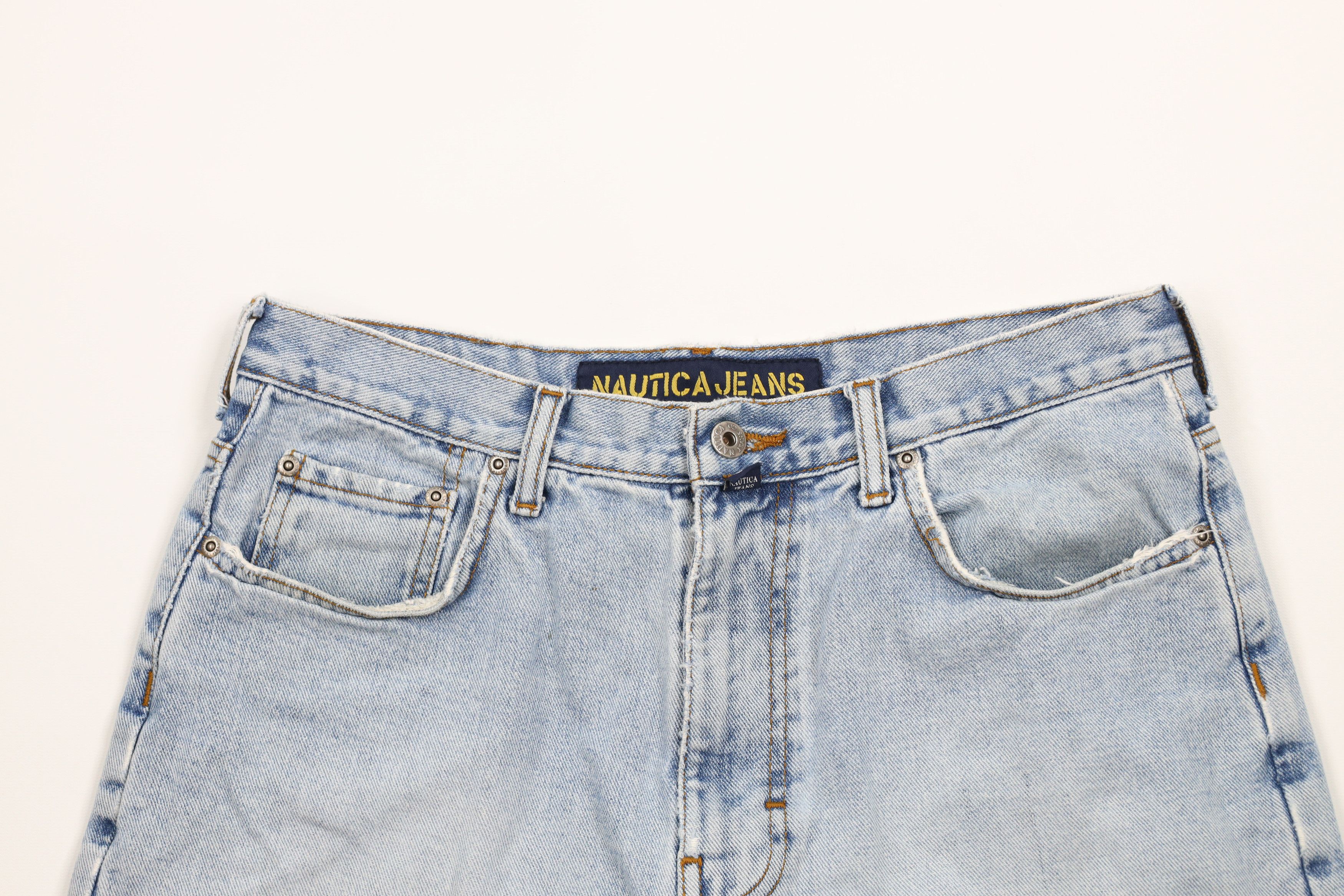Nautica × Vintage Vintage 90s Nautica Spell Out Baggy Denim Jean Shorts Jorts Size US 32 / EU 48 - 2 Thumbnail