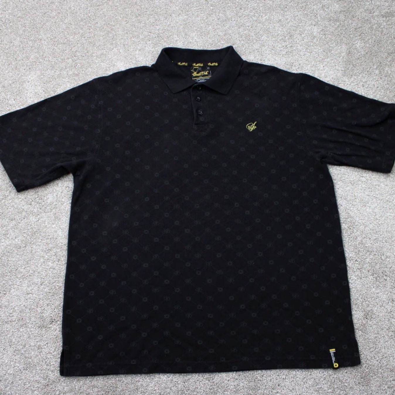 Southpole VINTAGE Southpole Polo Shirt Mens XL Black Logo All Over Print Cotton S/S Pullover Size US XL / EU 56 / 4 - 2 Thumbnail