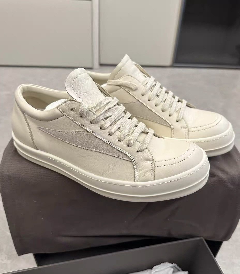Rick Owens Rick Owens Mainline Milk White Low Top Leather Sneakers Size US 10 / EU 43 - 1 Thumbnail