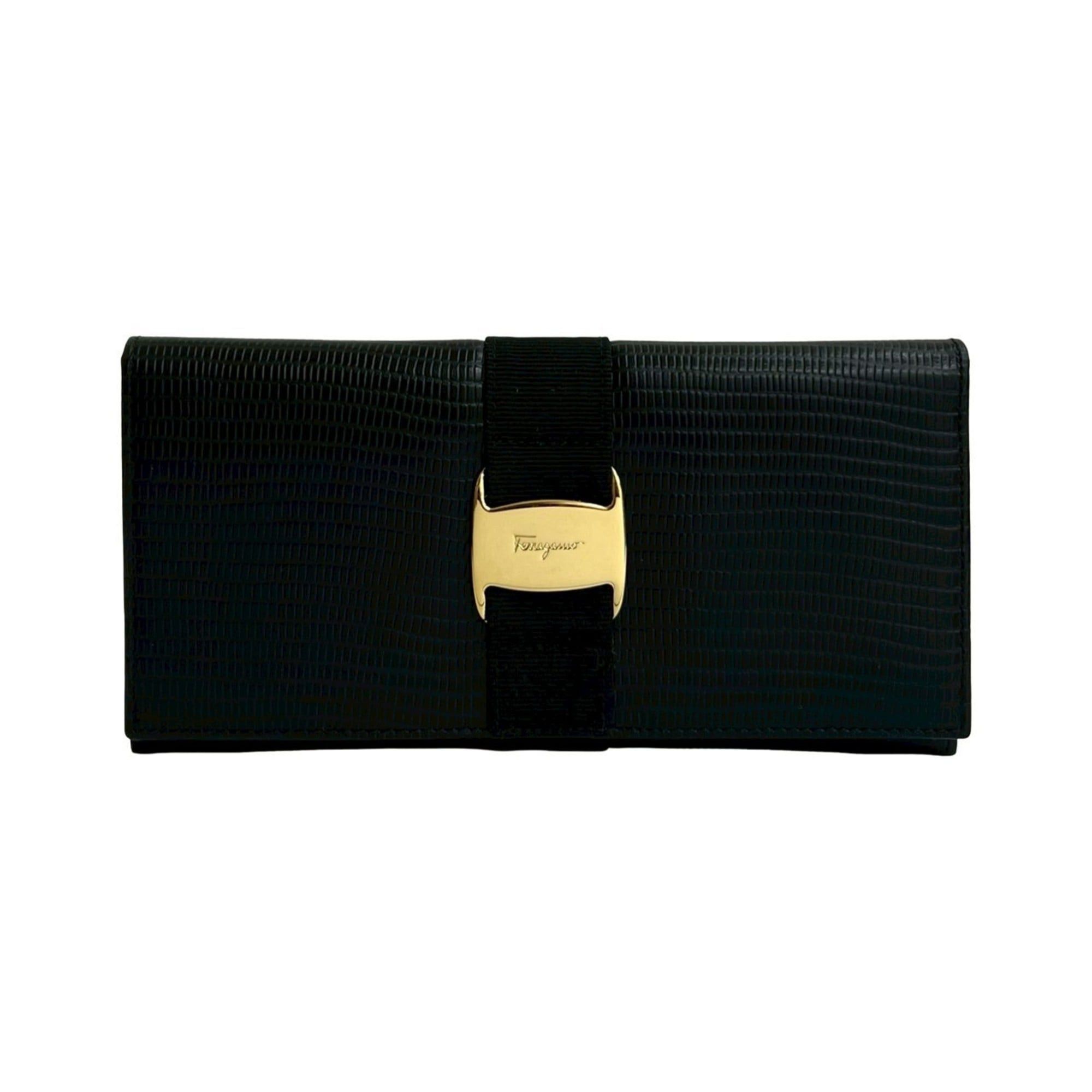 Salvatore Ferragamo Salvatore Ferragamo Vara Leather Bi-fold Long Wallet, Black, 84401 Size ONE SIZE - 1 Thumbnail