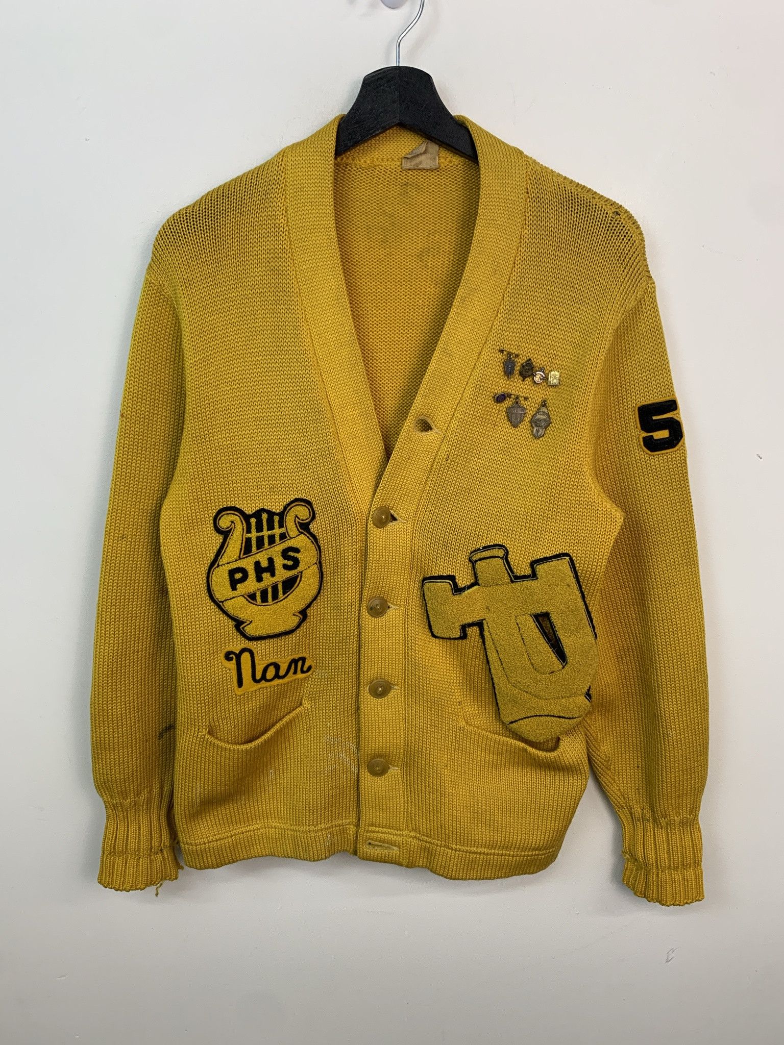 Other Vintage Sweater 1950s Varsity Cardigan Knit Sweater Size M Size US M / EU 48-50 / 2 - 1 Thumbnail