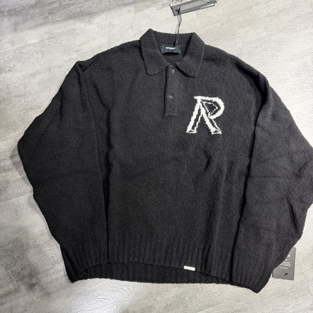 Represent Clo. Represent Initial Boucle Polo - Black Large Size US L / EU 52-54 / 3 - 1 Thumbnail
