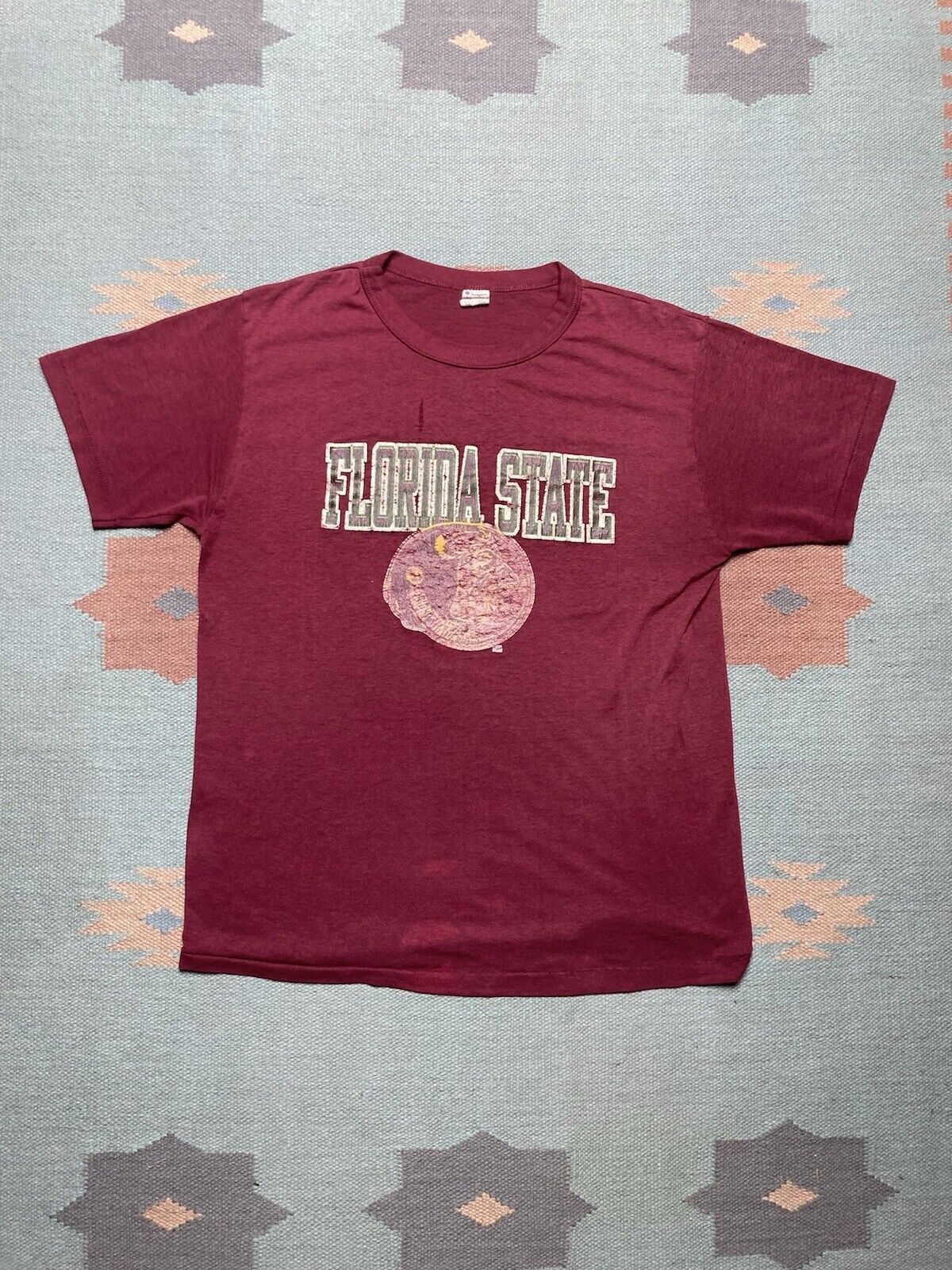 Champion × Vintage 80s t shirt FSU florida state seminoles champion faded XL Size US XL / EU 56 / 4 - 1 Thumbnail
