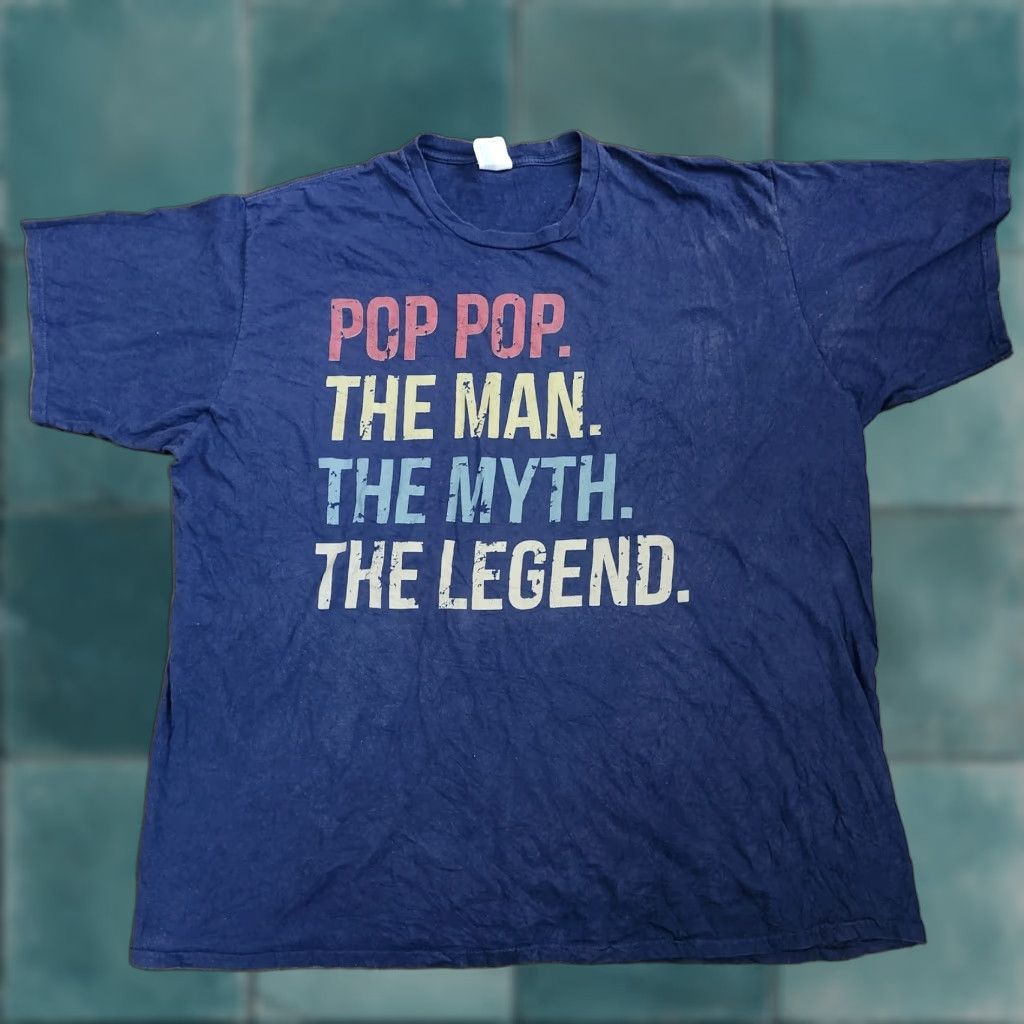 Port & Company VINTAGE Port & Company Pop Pop The Man Myth Legend Mens 3XL Graphic T Shirt Navy Blue Short Sleeve Crew Neck Funny Cotton Size US XXL / EU 58 / 5 - 1 Thumbnail