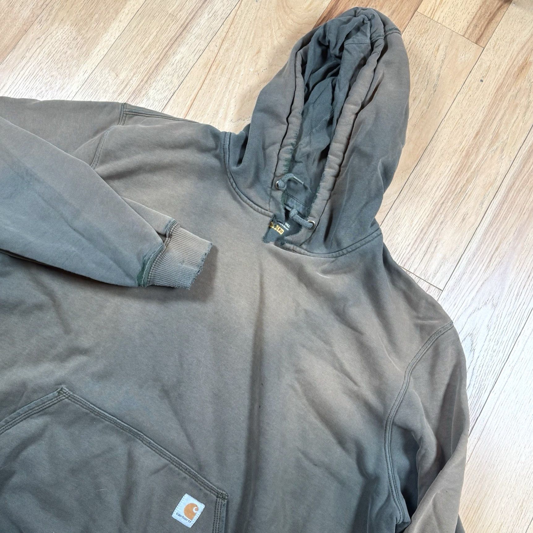 Carhartt VINTAGE Carhartt Hoodie Mens 3XL Tall Pullover Big & Tall 90s Sun Faded Green Blue Distressed Y2K Size US XXL / EU 58 / 5 - 2 Thumbnail