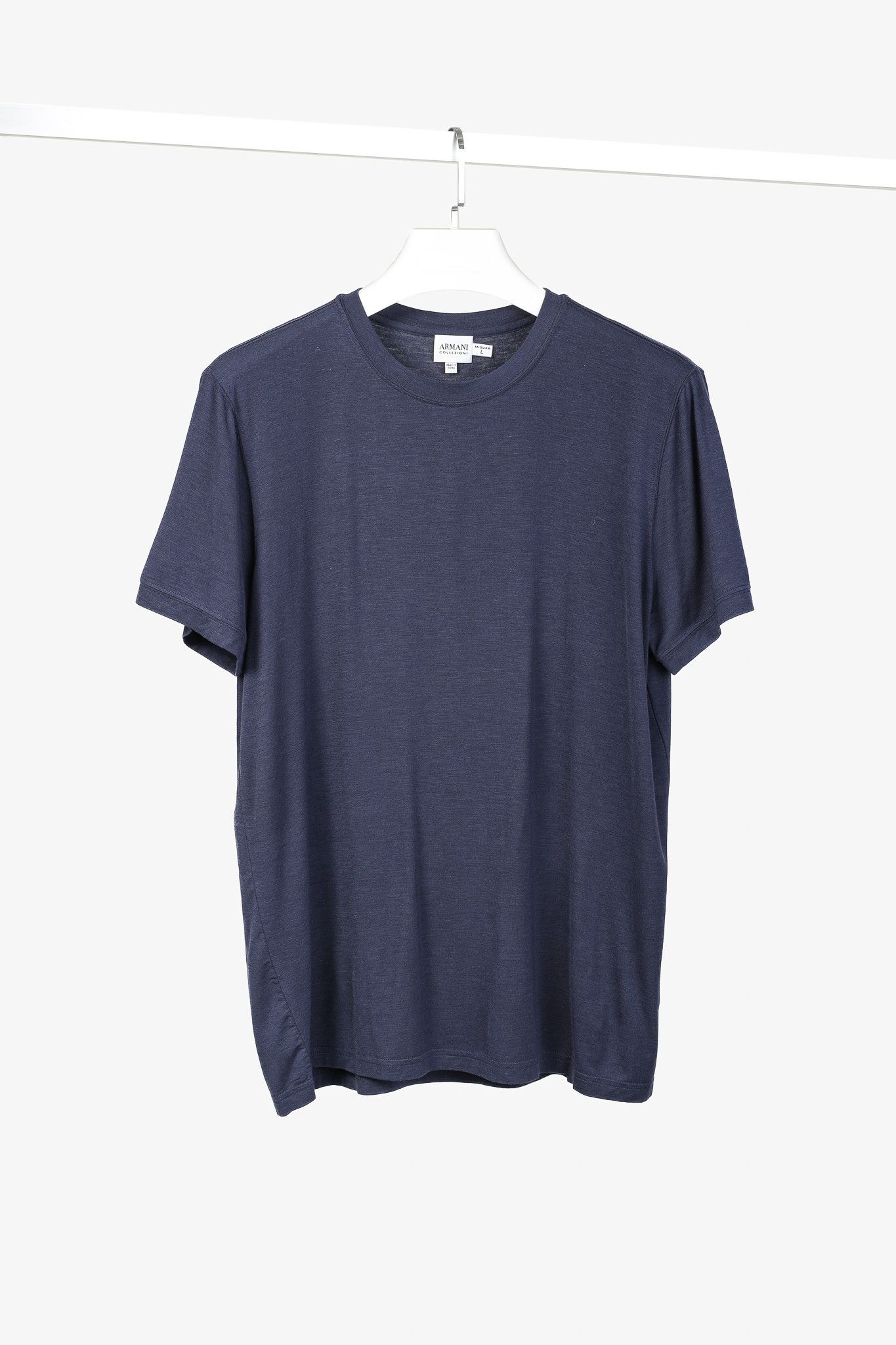 Armani Collezioni Armani Collezioni Navy Bamboo-Jersey T-Shirt Size US L / EU 52-54 / 3 - 1 Thumbnail