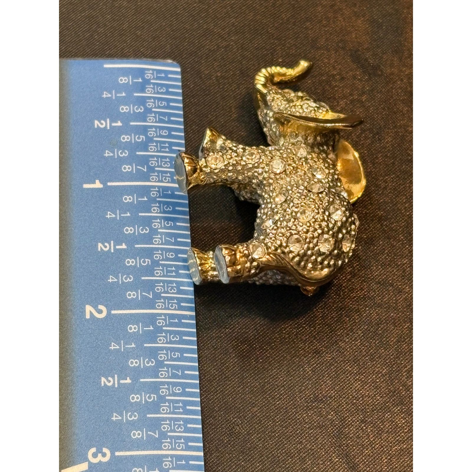 Other Vintage Rhinestone Elephant Brooch Gold Tone Unsigned Size ONE SIZE - 6 Thumbnail