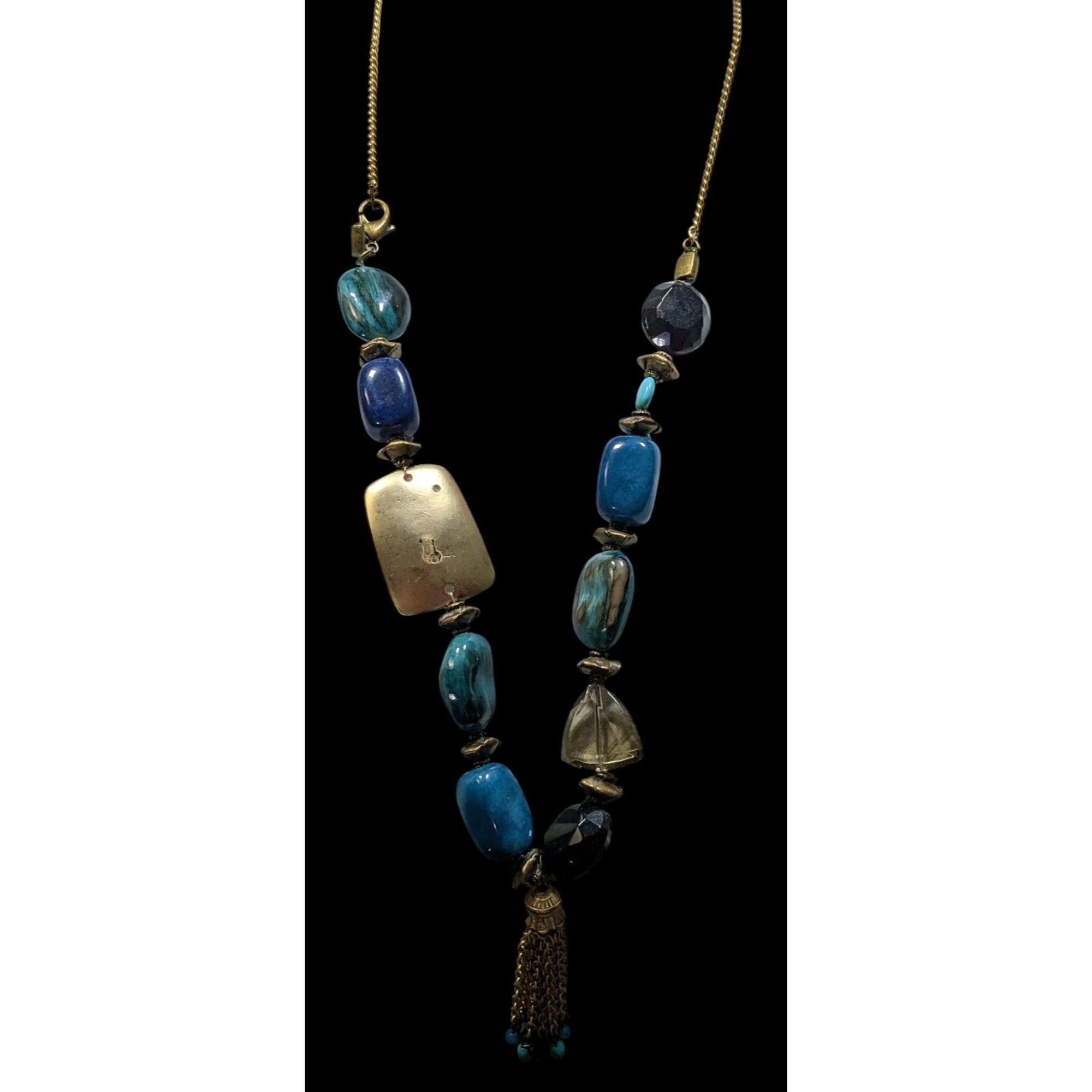 Other Vintage Bohemian Blue Stone Necklace With Gold Tone Accents Size ONE SIZE - 2 Thumbnail