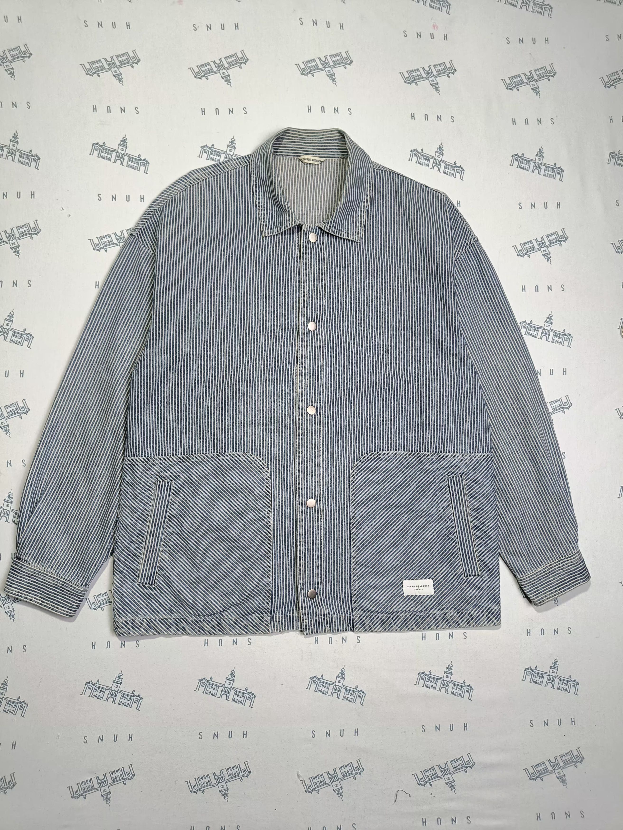 Japanese Brand Jean Helleunt & Create HICKORY STRIPE CHORE Size US XL / EU 56 / 4 - 10 Thumbnail