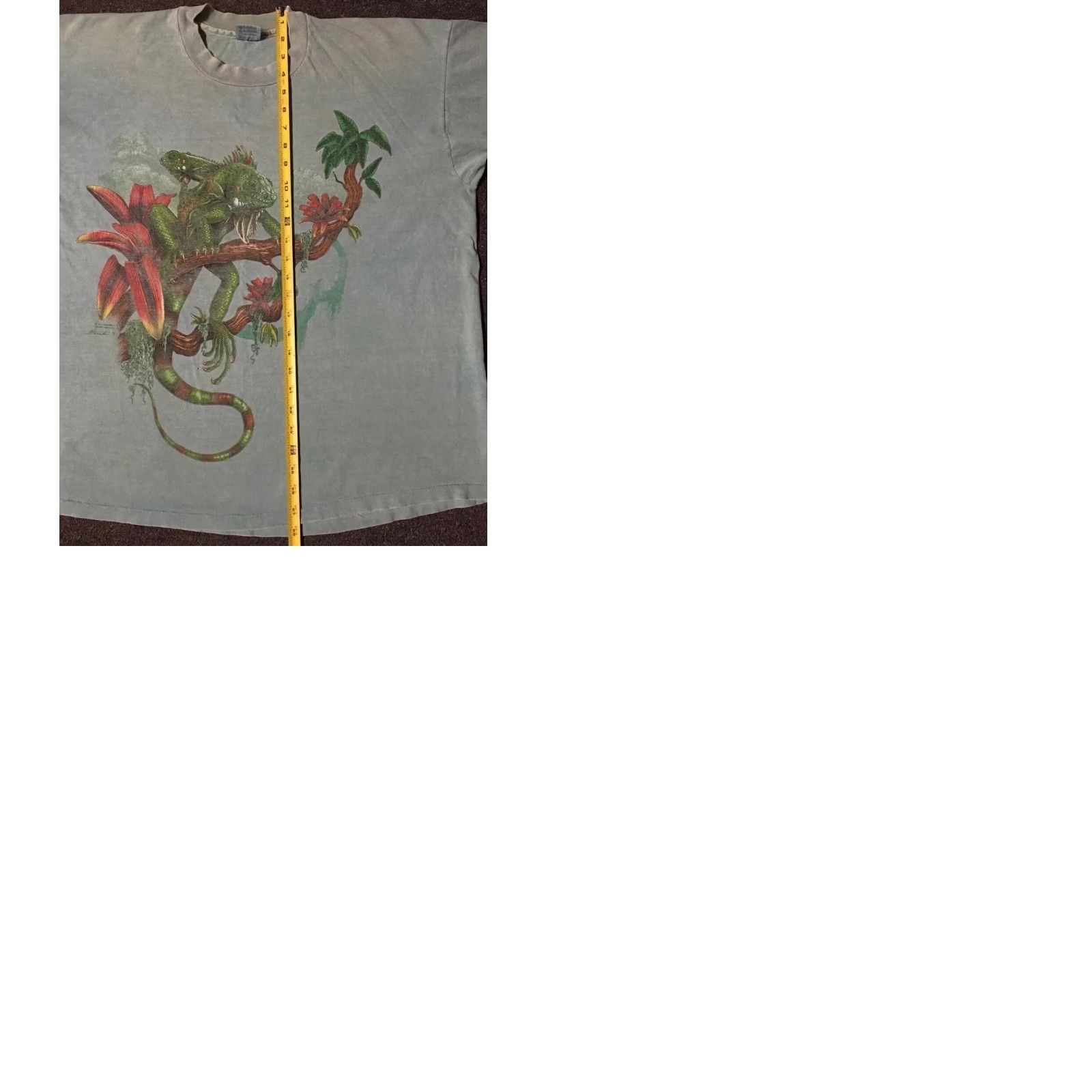 Vintage VINTAGE Iguana T-Shirt XL Green Boxy Men Regular Single Stitch 90s Distressed All Over Print Beach Grunge Animals Art Nature USA Animated Lizard Size US XL / EU 56 / 4 - 12 Thumbnail