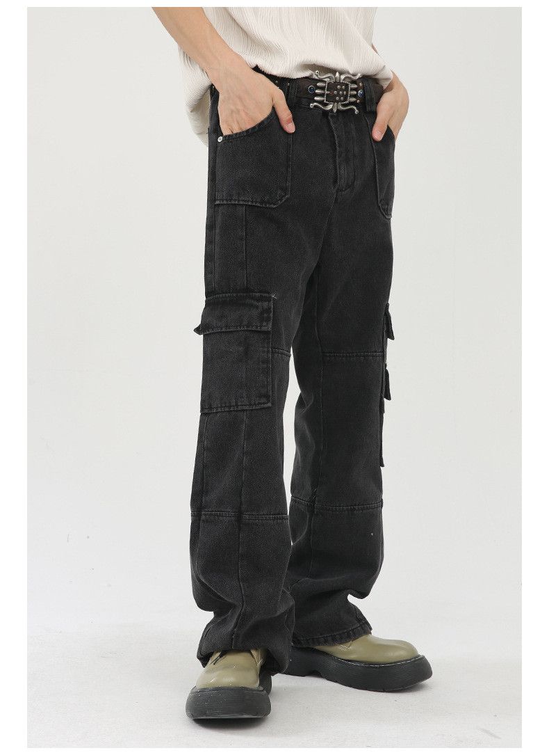 Japanese Brand × Jean Street retro washed loose wide-leg cargo jeans Size US 32 / EU 48 - 3 Thumbnail