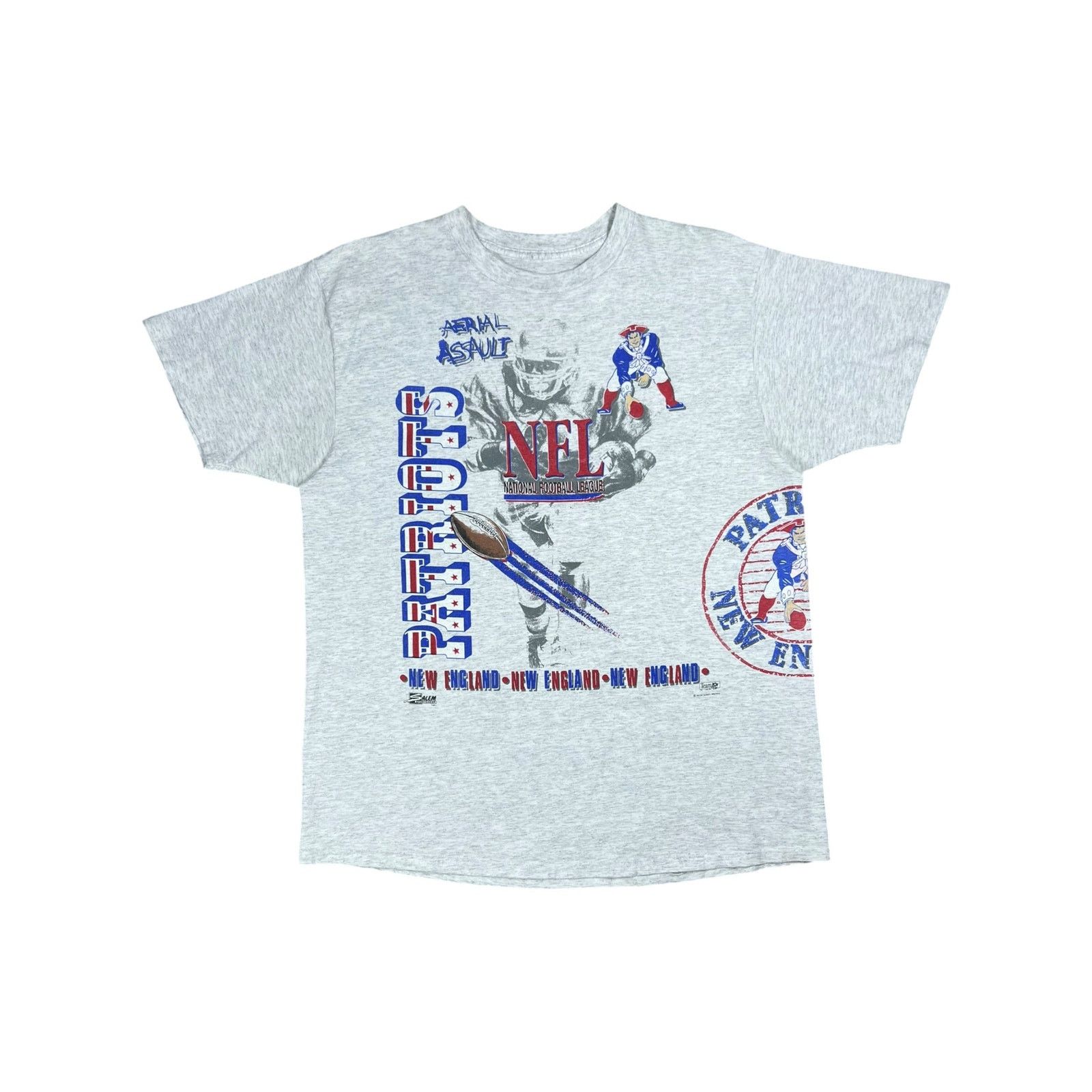 NFL × Salem Sportswear × Vintage 1992 Salem Sports New England Patriots Aerial Assault tee Size US XL / EU 56 / 4 - 1 Thumbnail