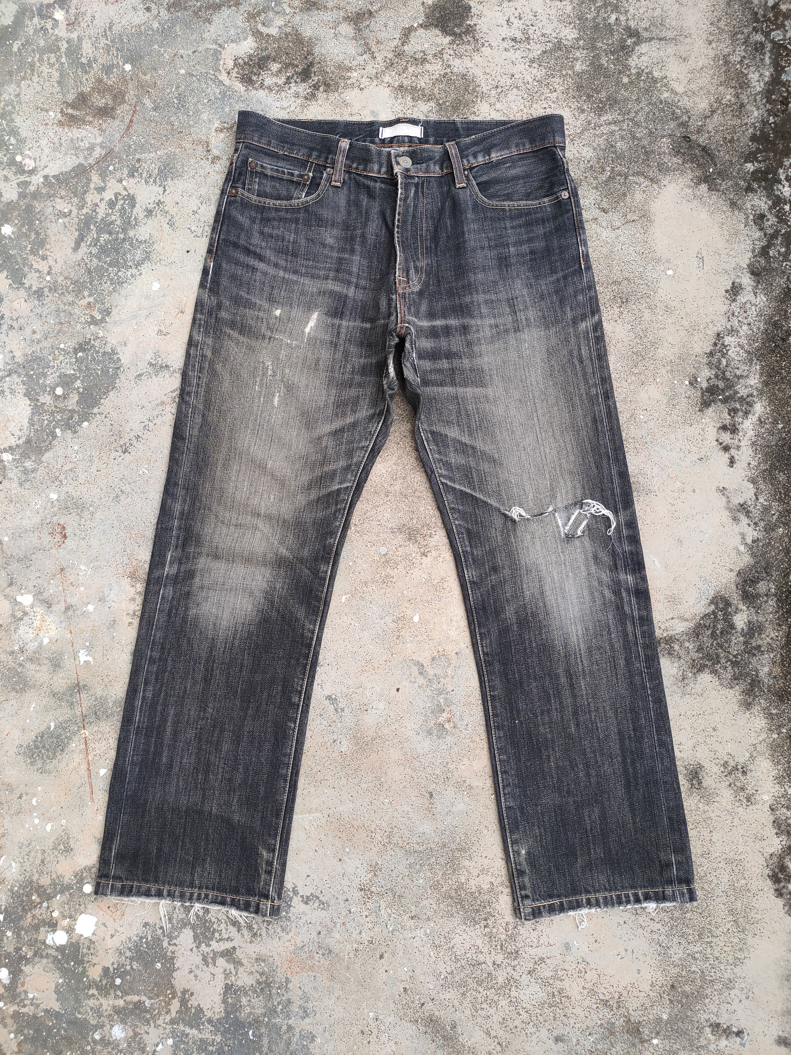 Japanese Brand vintage Japan faded black ripped jeans denim pants Size US 33 - 2 Thumbnail