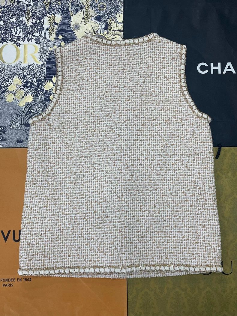 Chanel Chanel 26C gold silk beige white vest jacket Size XS / US 0-2 / IT 36-38 - 3 Thumbnail
