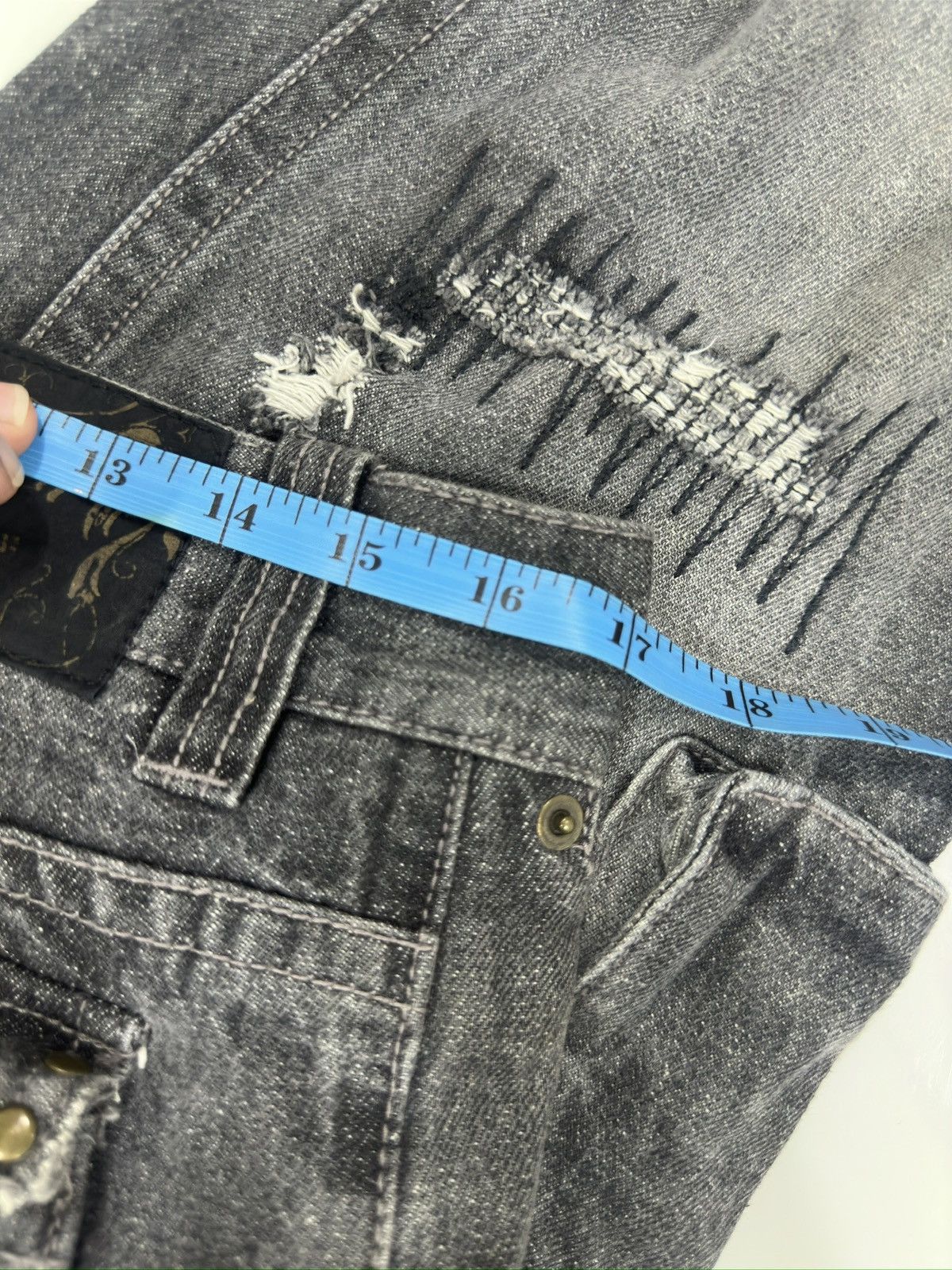If Six Was Nine × Japanese Brand × Le Grande Bleu (L.G.B.) Zero Sail Distressed Zig Zag Black Wash denim Size US 34 / EU 50 - 20 Thumbnail