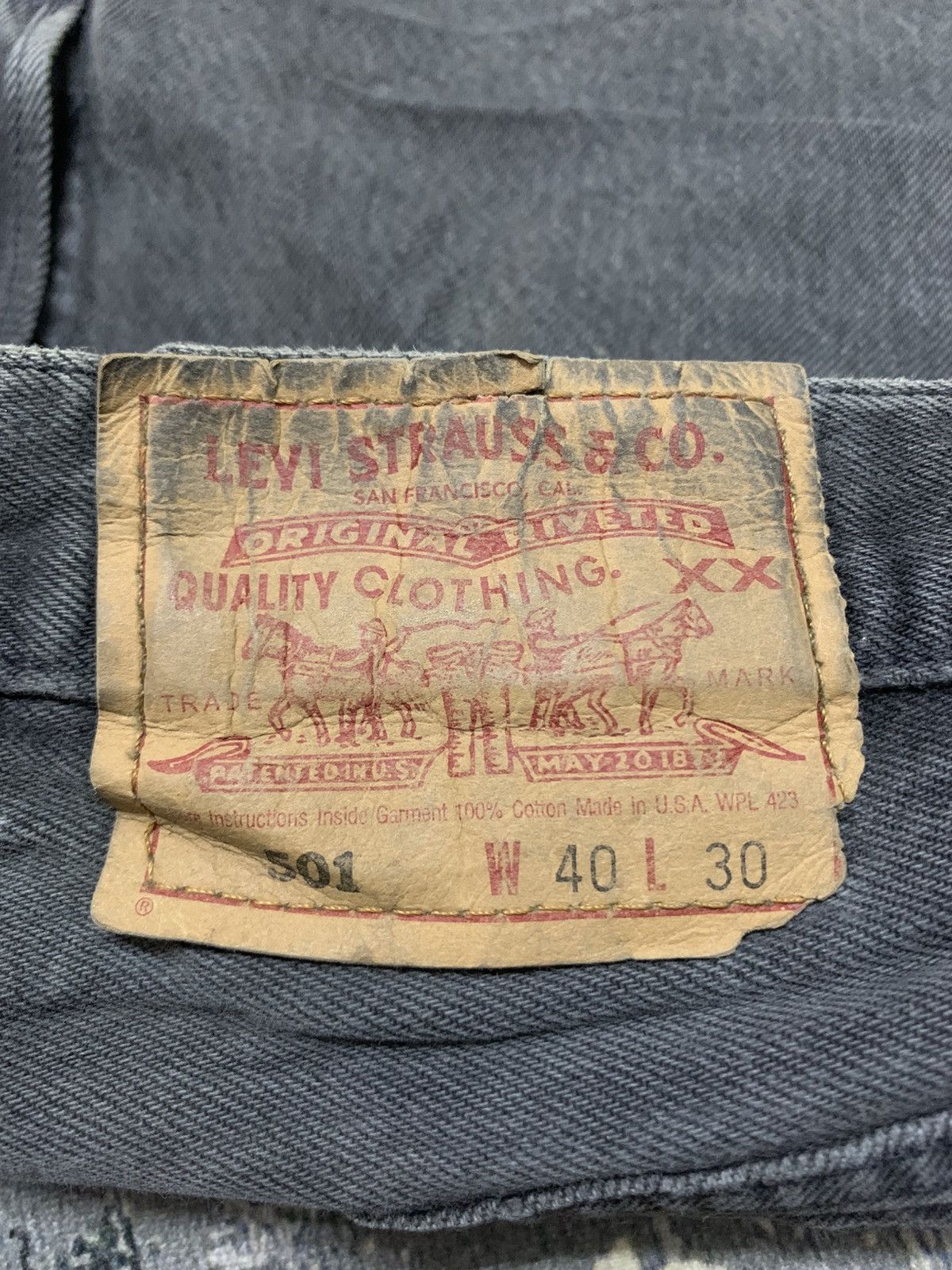 Levi's Size 30x35 Vintage 90s Levis 501 Faded Black USA Size US 39 - 12 Thumbnail