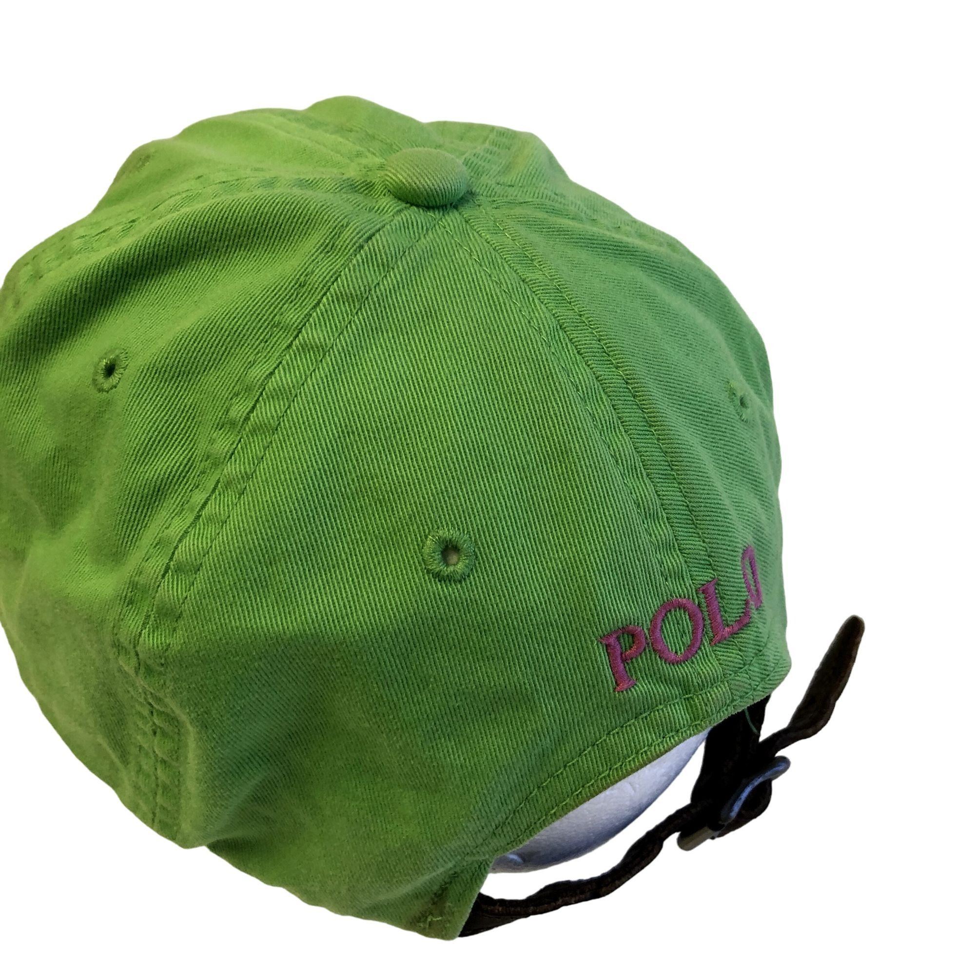 Polo Ralph Lauren Vtg Ralph Lauren Leather Strap LIME Green Baseball Cap Hat Size ONE SIZE - 5 Thumbnail