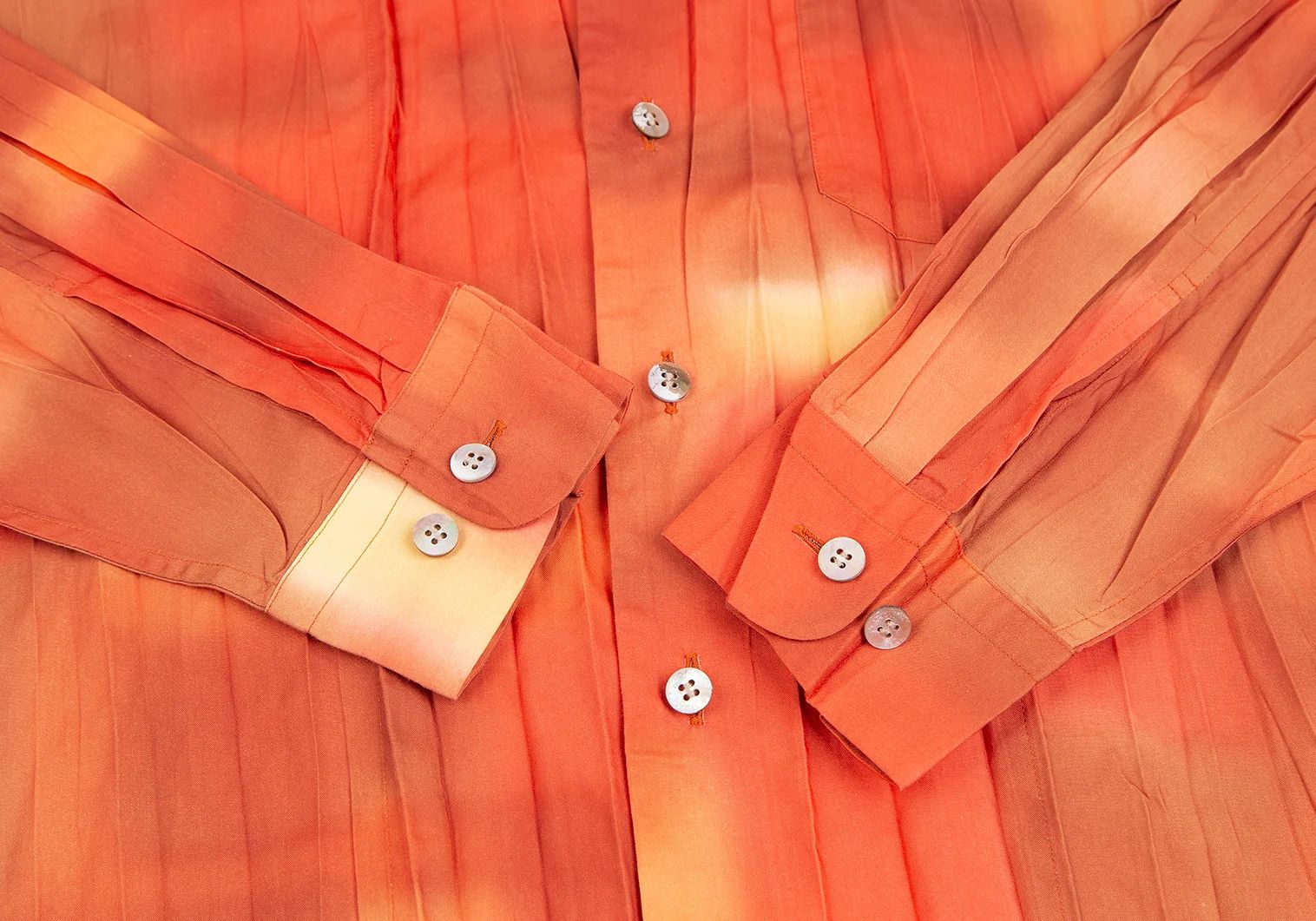 Issey Miyake Tie-Dye Pleated Design Shirt in Orange Size US XL / EU 56 / 4 - 7 Thumbnail