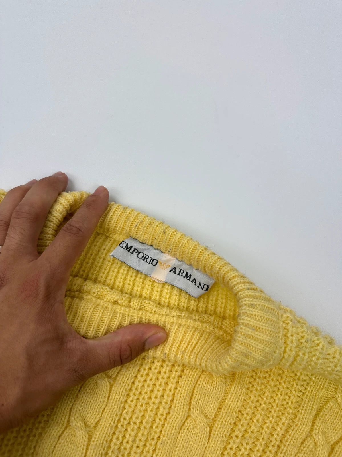 Emporio Armani Emporio Armani 90’s Cable Knit Yellow Sweater Size US M / EU 48-50 / 2 - 5 Thumbnail